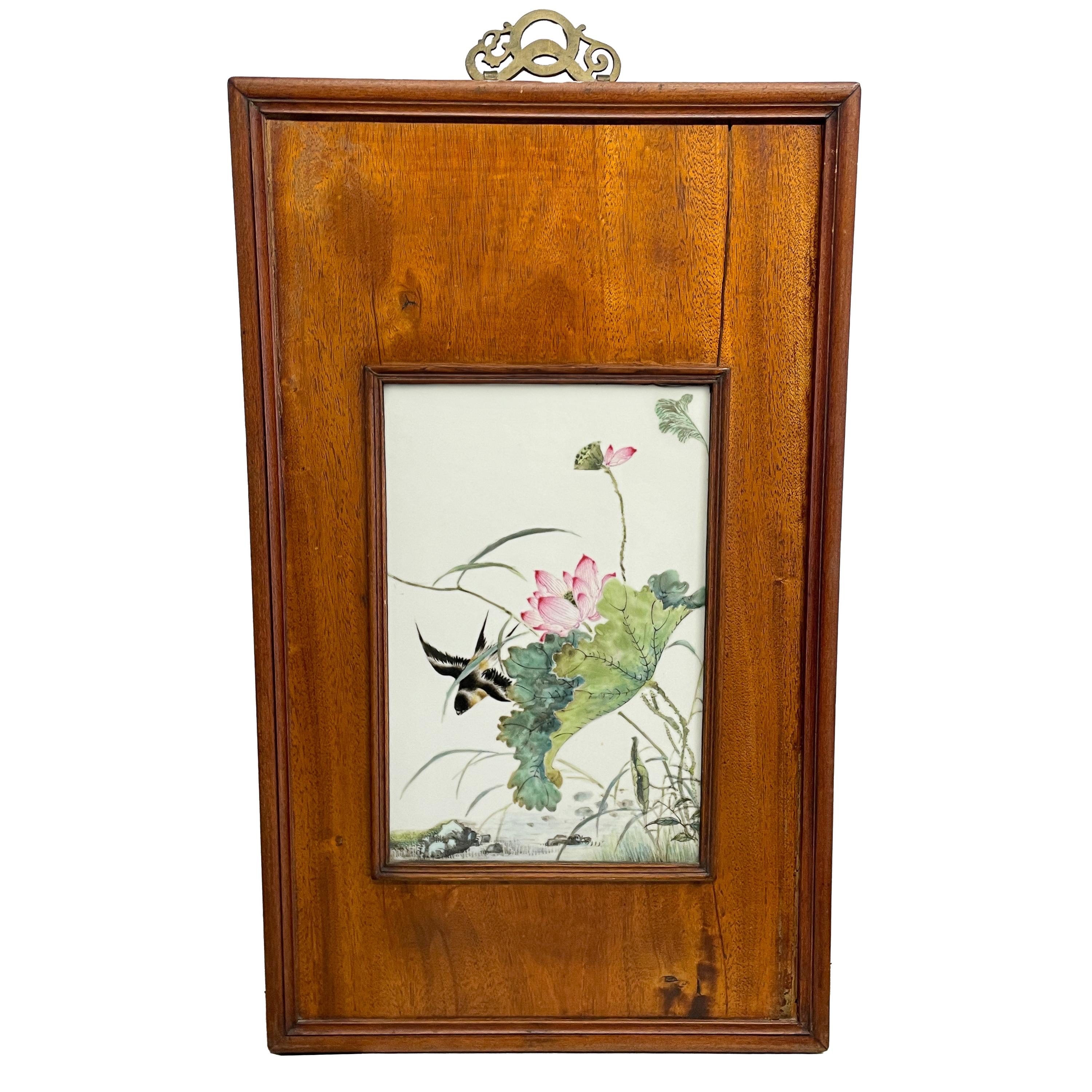A rare & important set of four large antique Chinese Qing dynasty hand-painted porcelain plaques; of the 