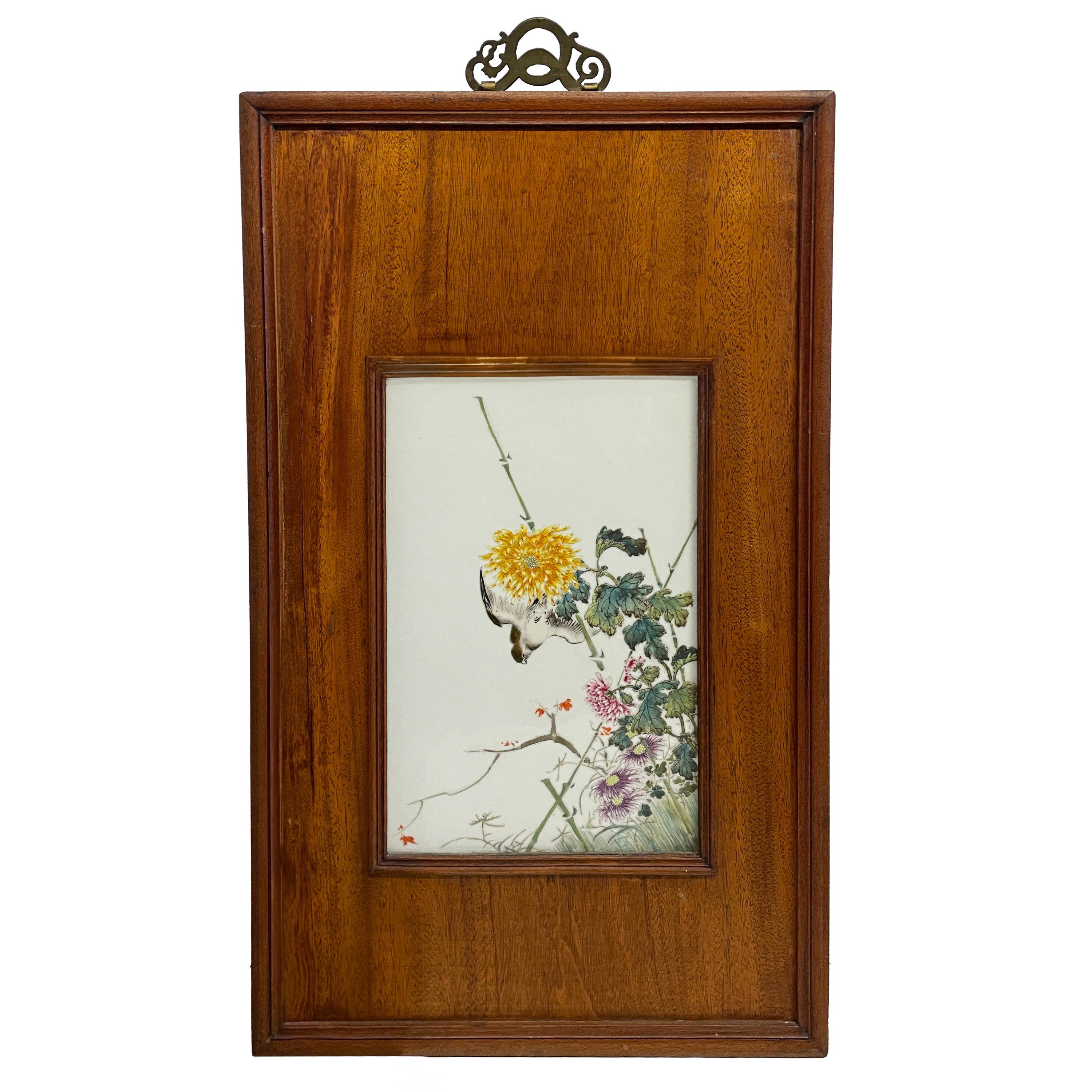 20th Century Antique Chinese Qing Set of Four Hand-Painted Porcelain Plaques 