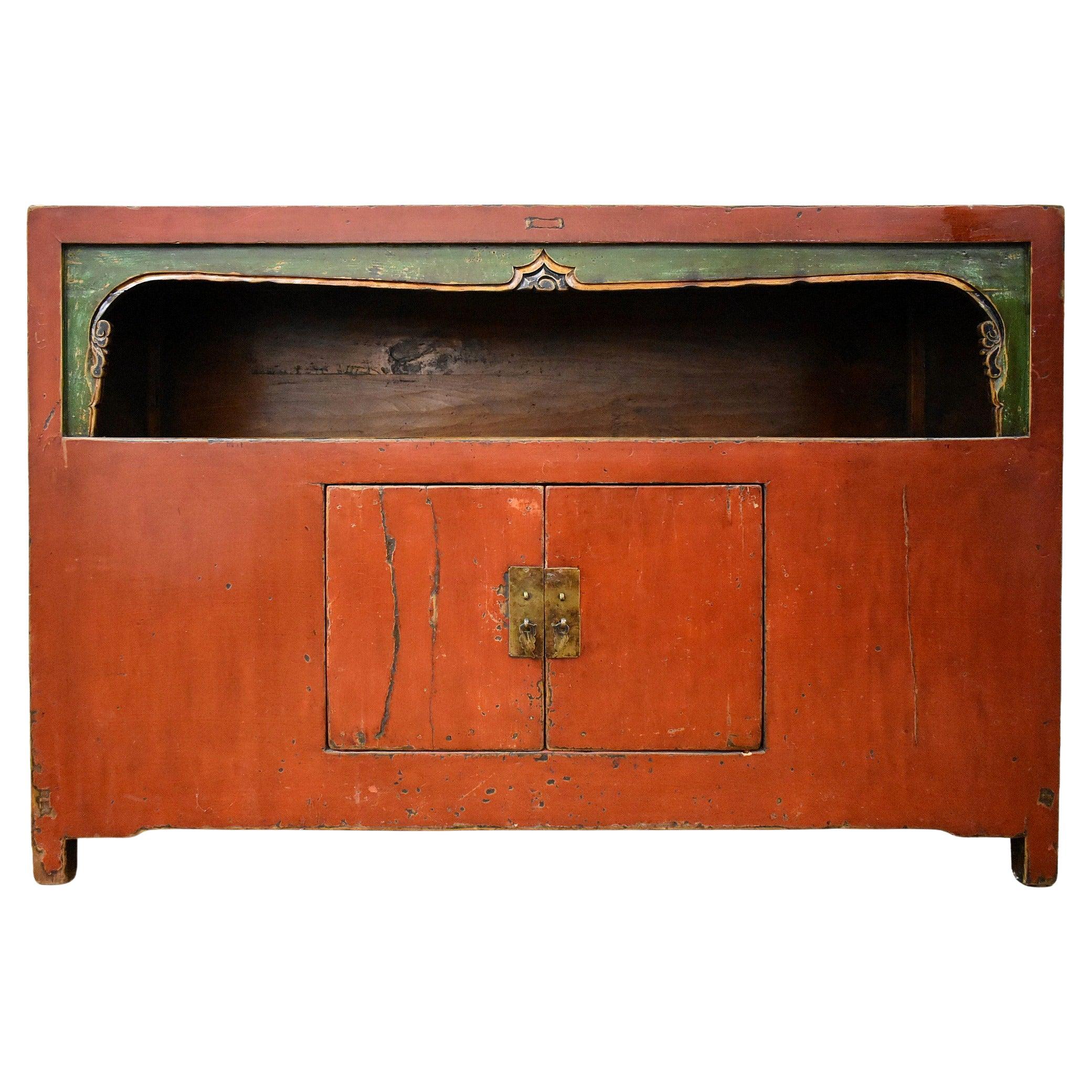 Antico gabinetto cinese Qinghai con splendida finitura dipinta