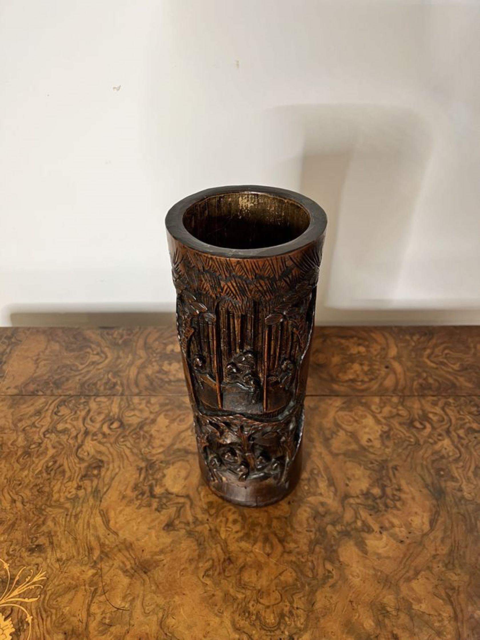 20th Century Antique Chinese quality carved brush pot For Sale
