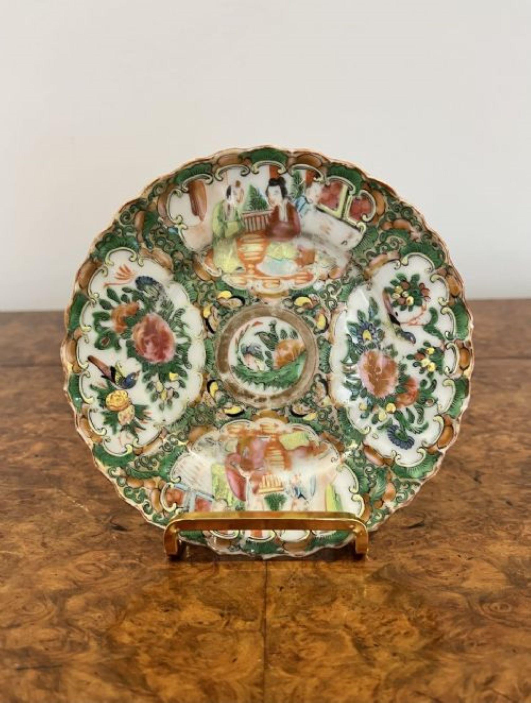 20th Century Antique Chinese quality famille rose hand painted plate  For Sale