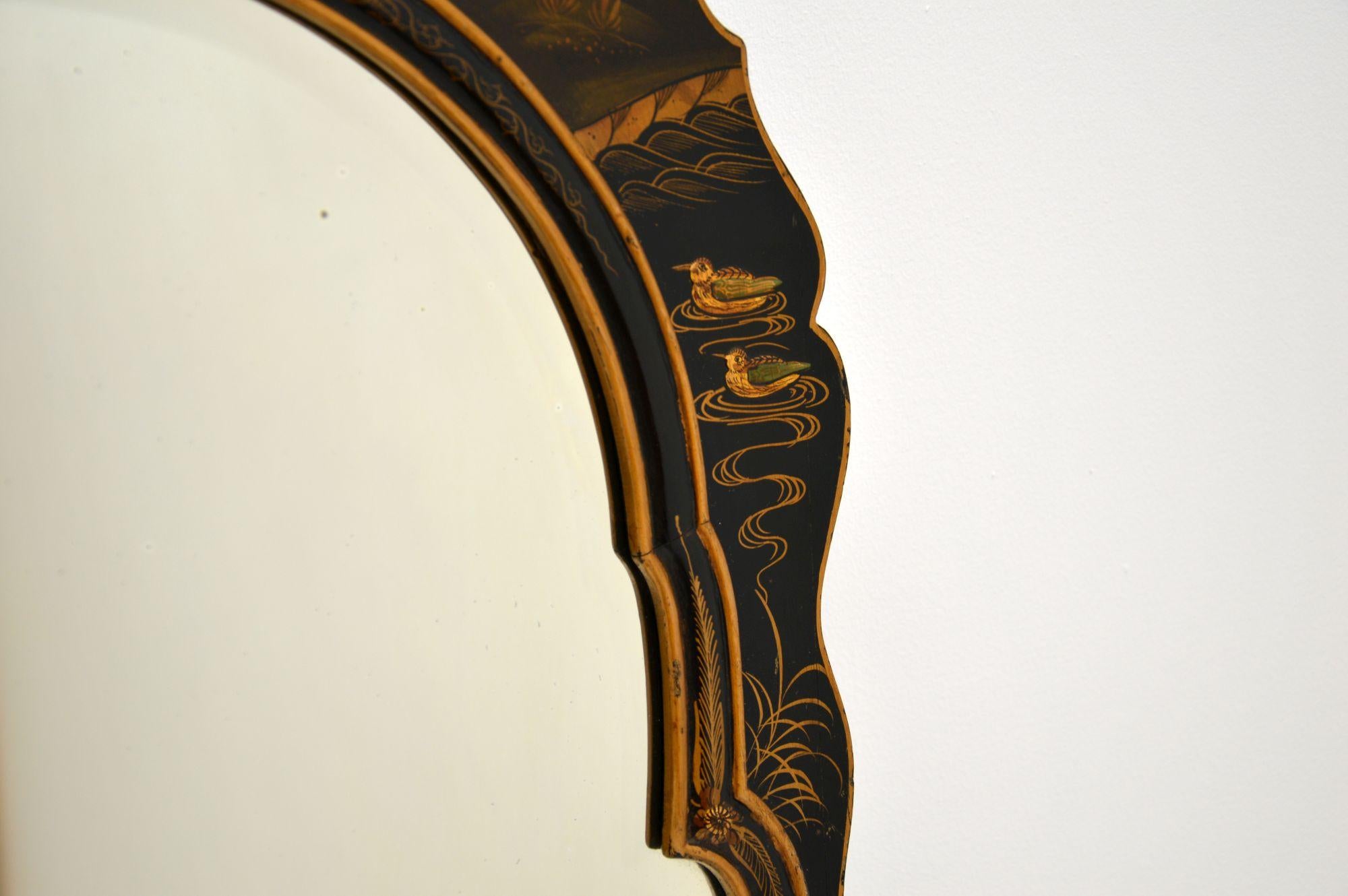 Wood Antique Chinese Queen Anne Style Chinoiserie Mirror