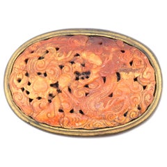 Antico cinese raro Drago d'ambra spilla periodo Qing
