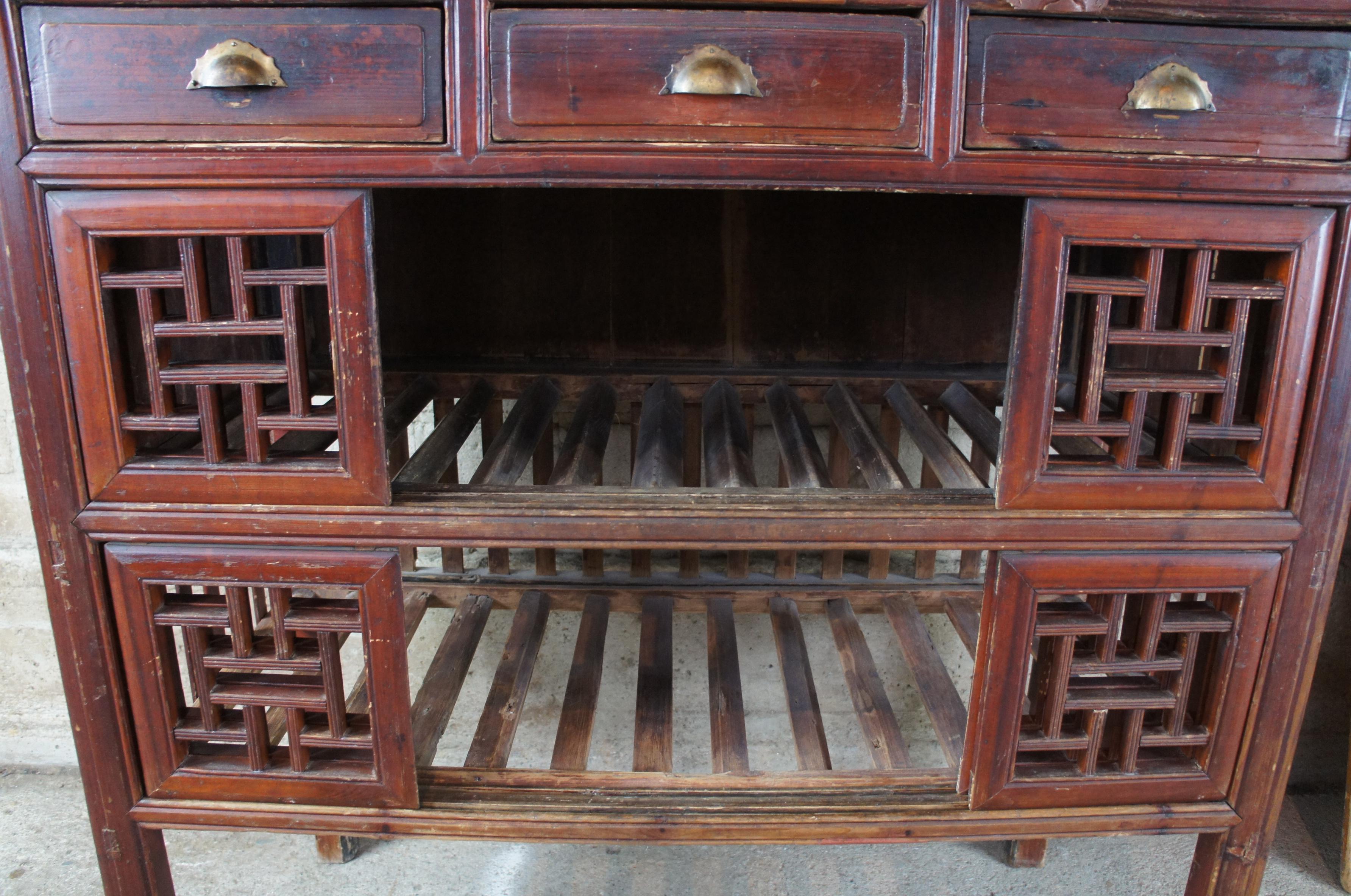 Antique Chinese Red Elm Kitchen Cabinet Cupboard Ming Wedding Wardrobe Linens 3