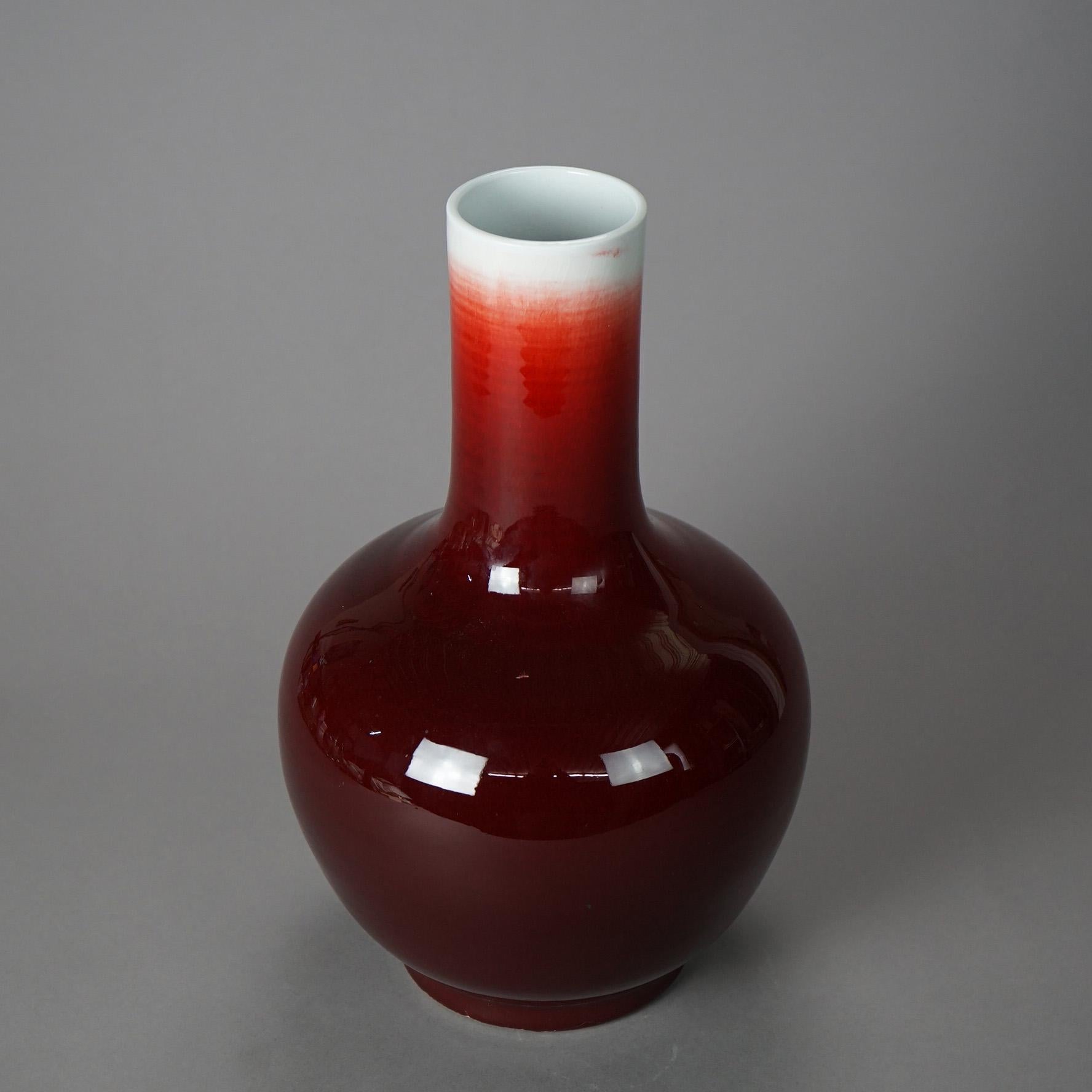 Antique Chinese Red Flambé Pottery Vase circa 1920 For Sale at 1stDibs