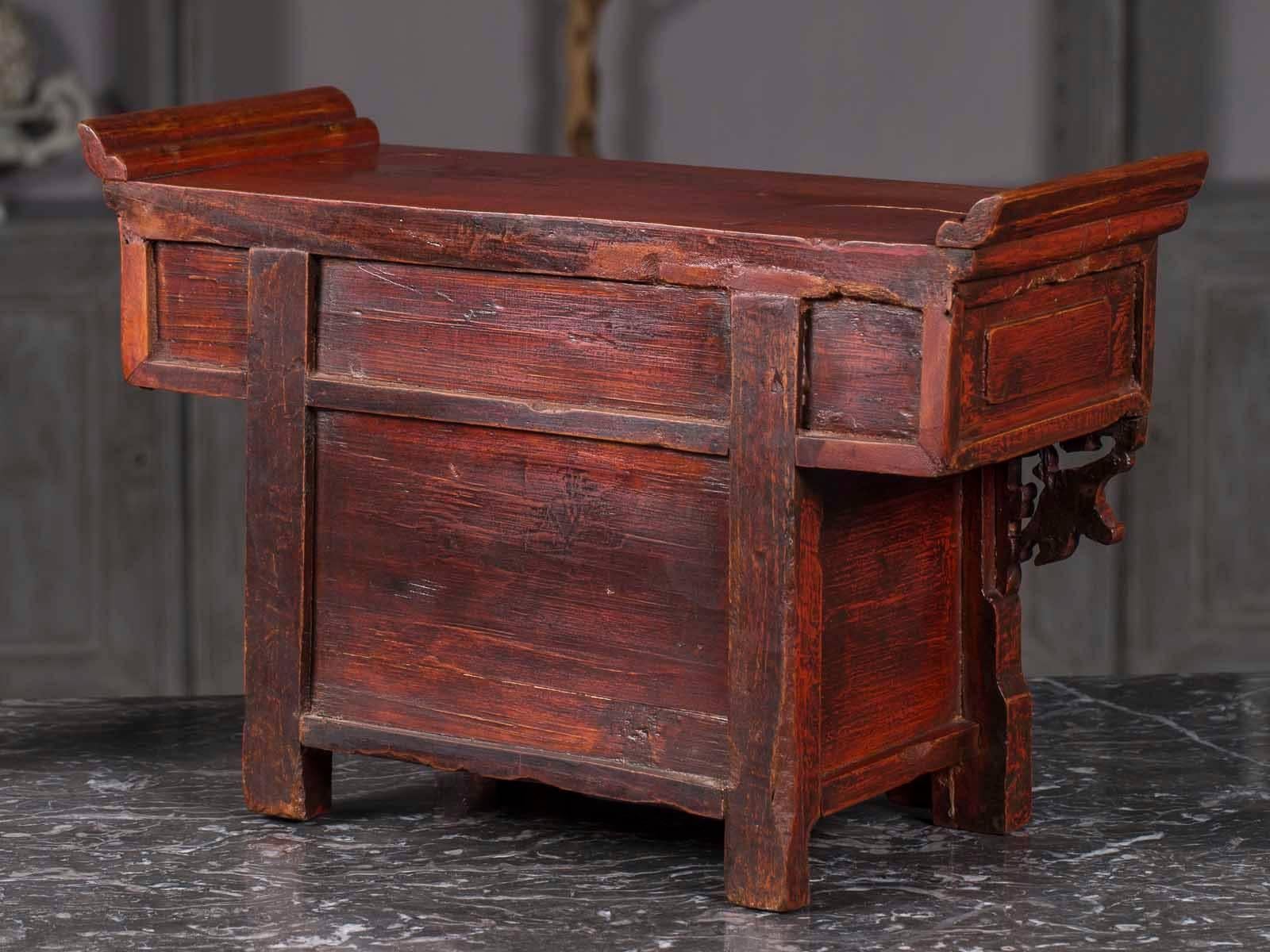 Antique Chinese Red Lacquer Altar Buffet circa 1875 4