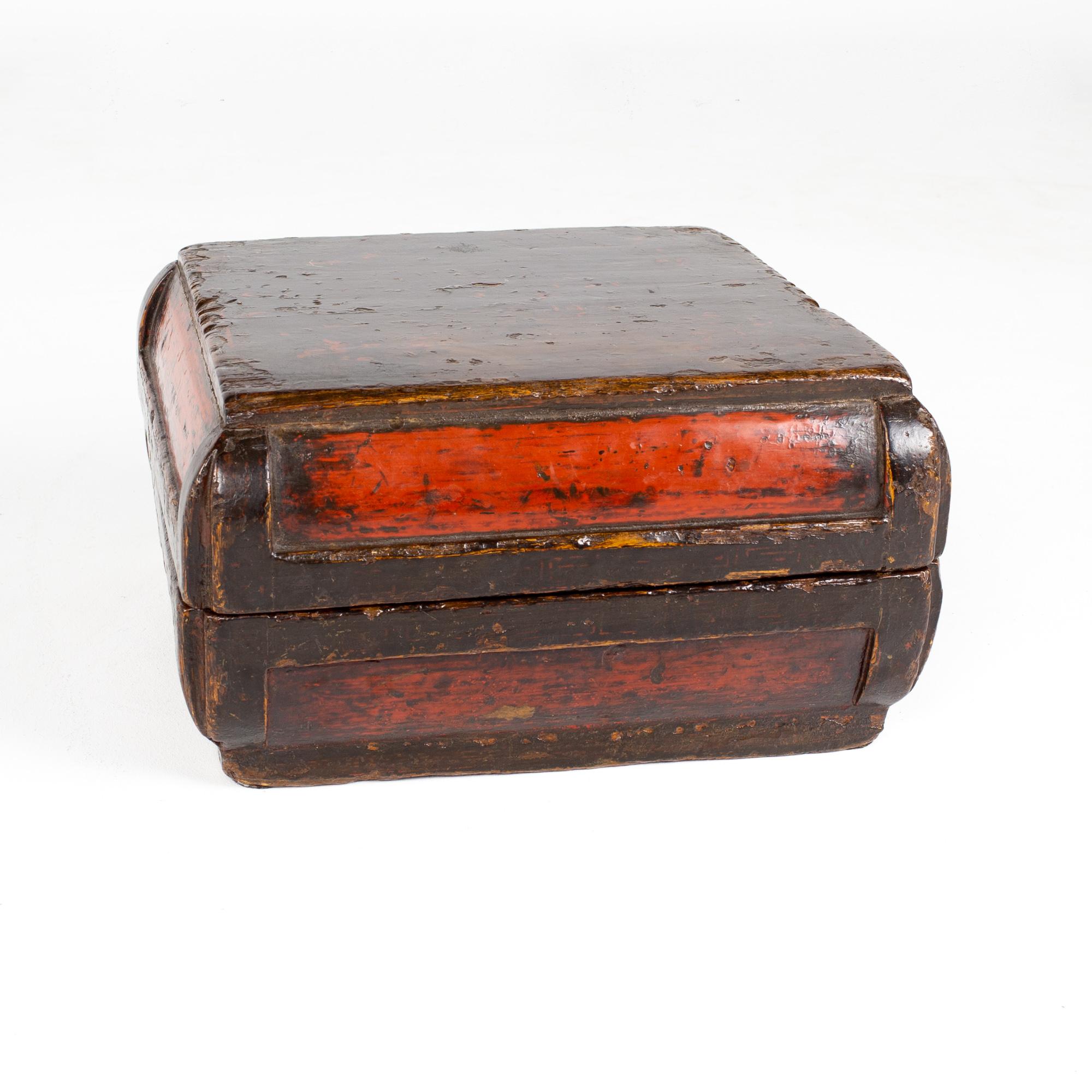 Antique Chinese red lacquer box

This box measures: 14.5 wide x 14.5 deep x 8 inches high

About Photos: We take our photos in a controlled lighting studio to show as much detail as possible. We do not photoshop out blemishes.

Condition: At