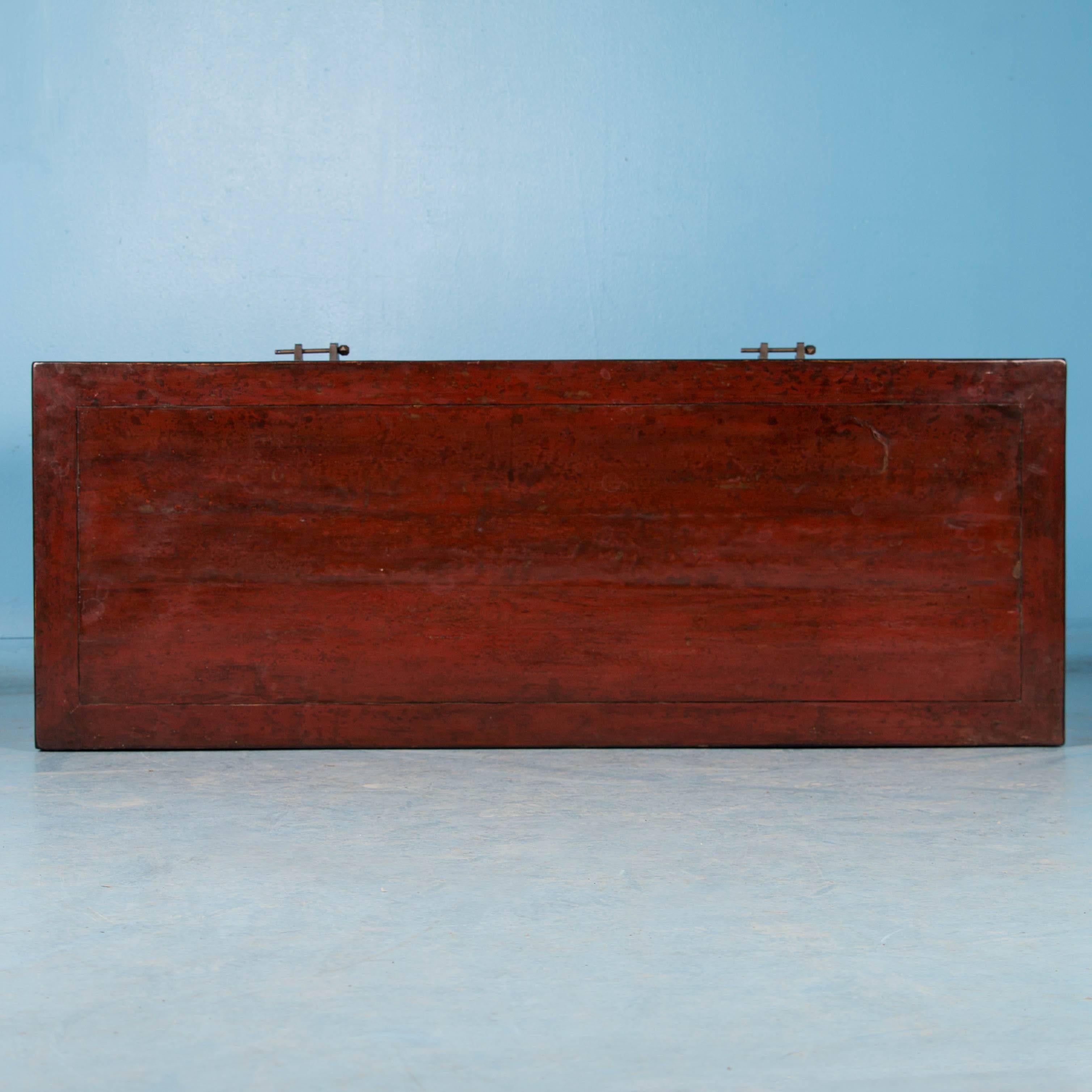 Antique Chinese Red Lacquer Cabinet Sideboard 2