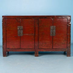 Antique Chinese Red Lacquer Cabinet Sideboard