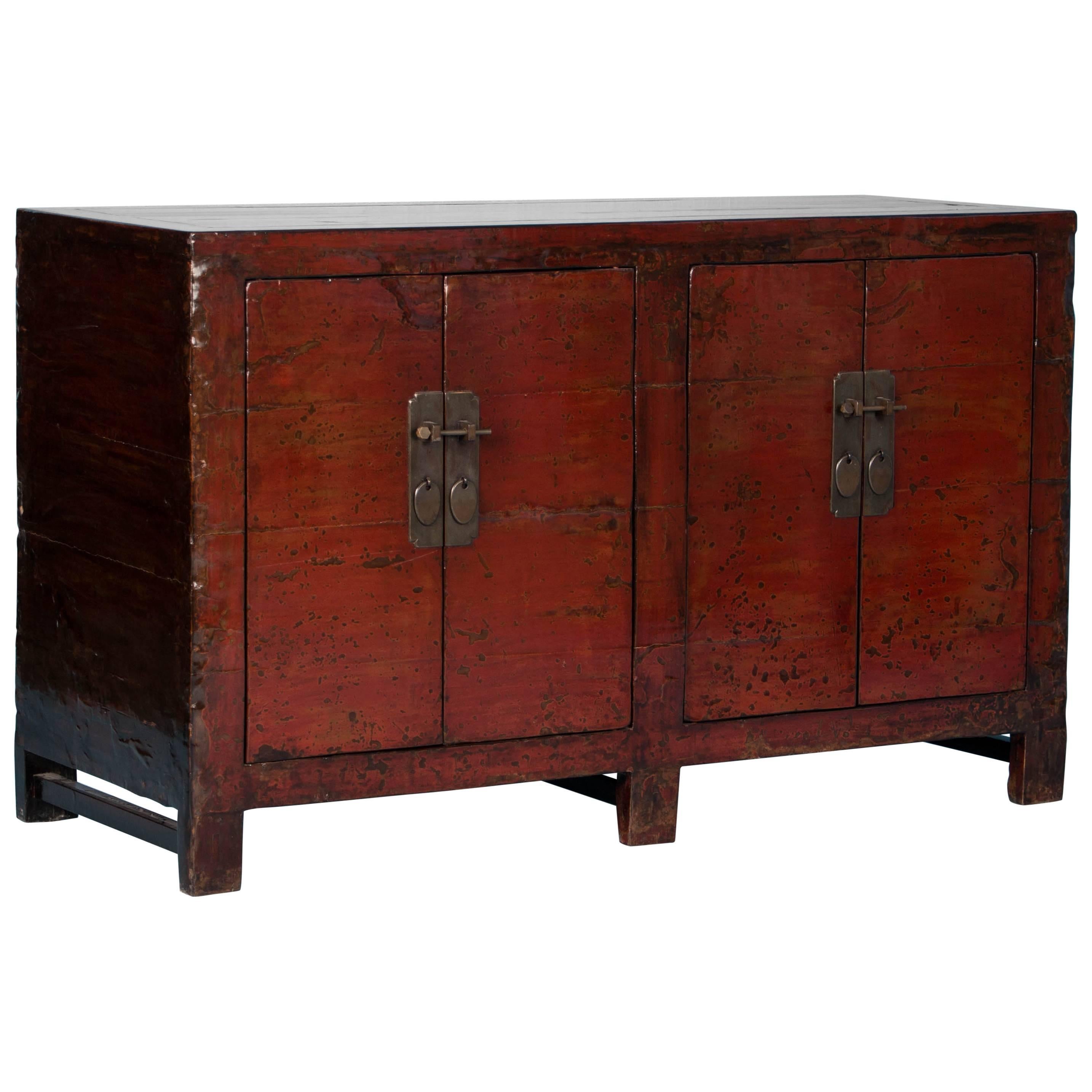 Antique Chinese Red Lacquer Cabinet Sideboard