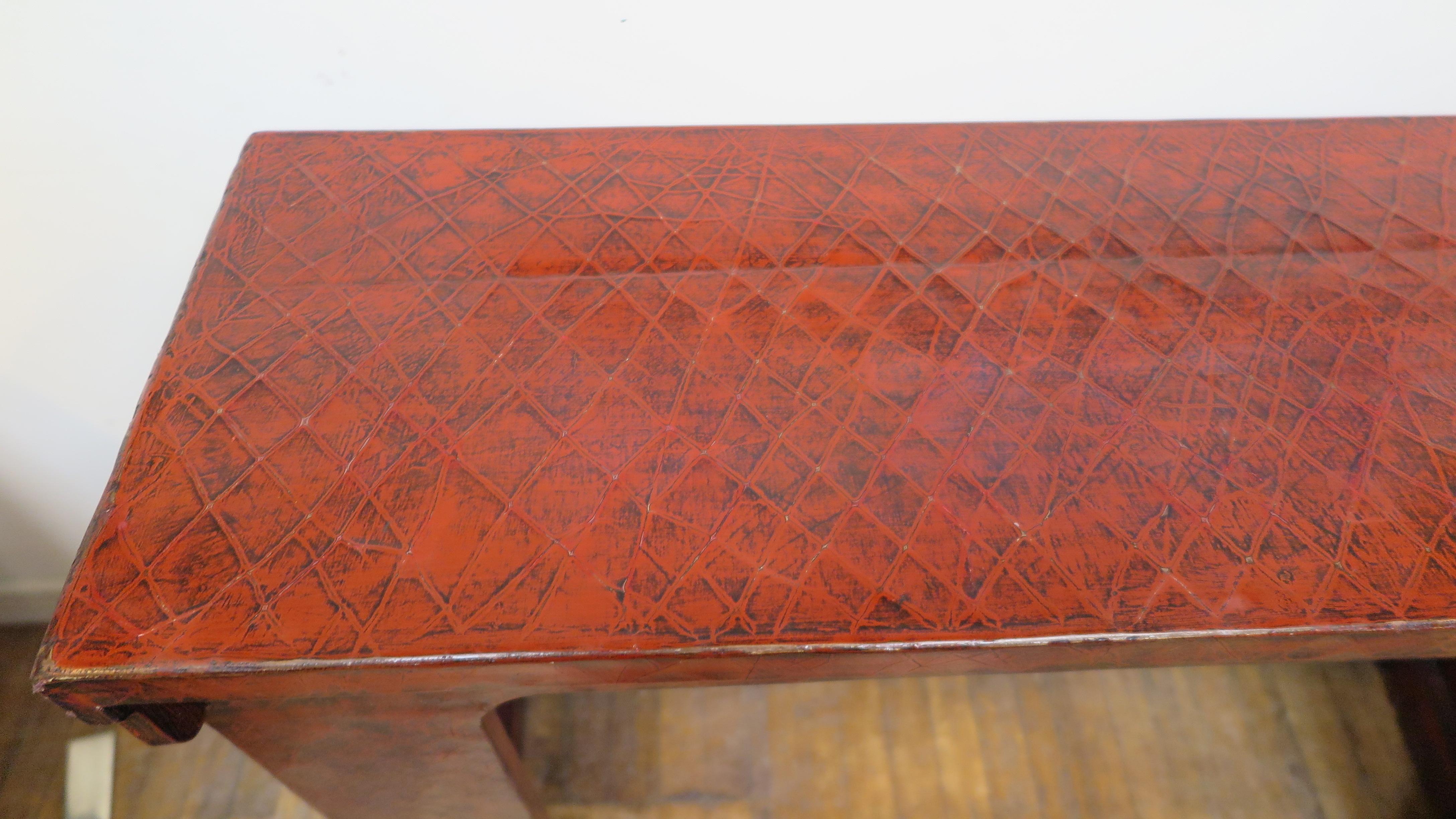 Antique Chinese Red Lacquer Console Table For Sale 6