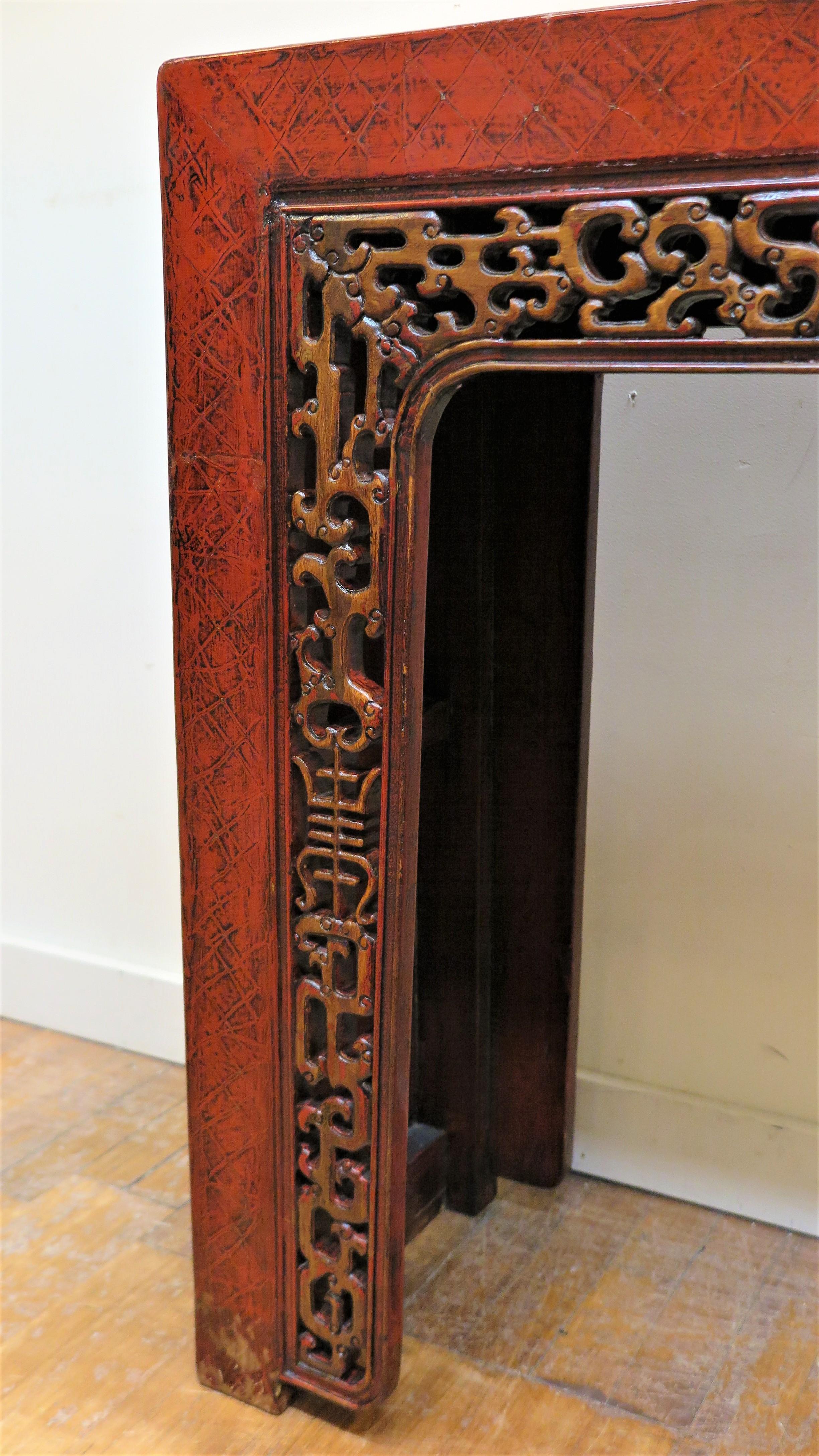 Antique Chinese Red Lacquer Console Table For Sale 2
