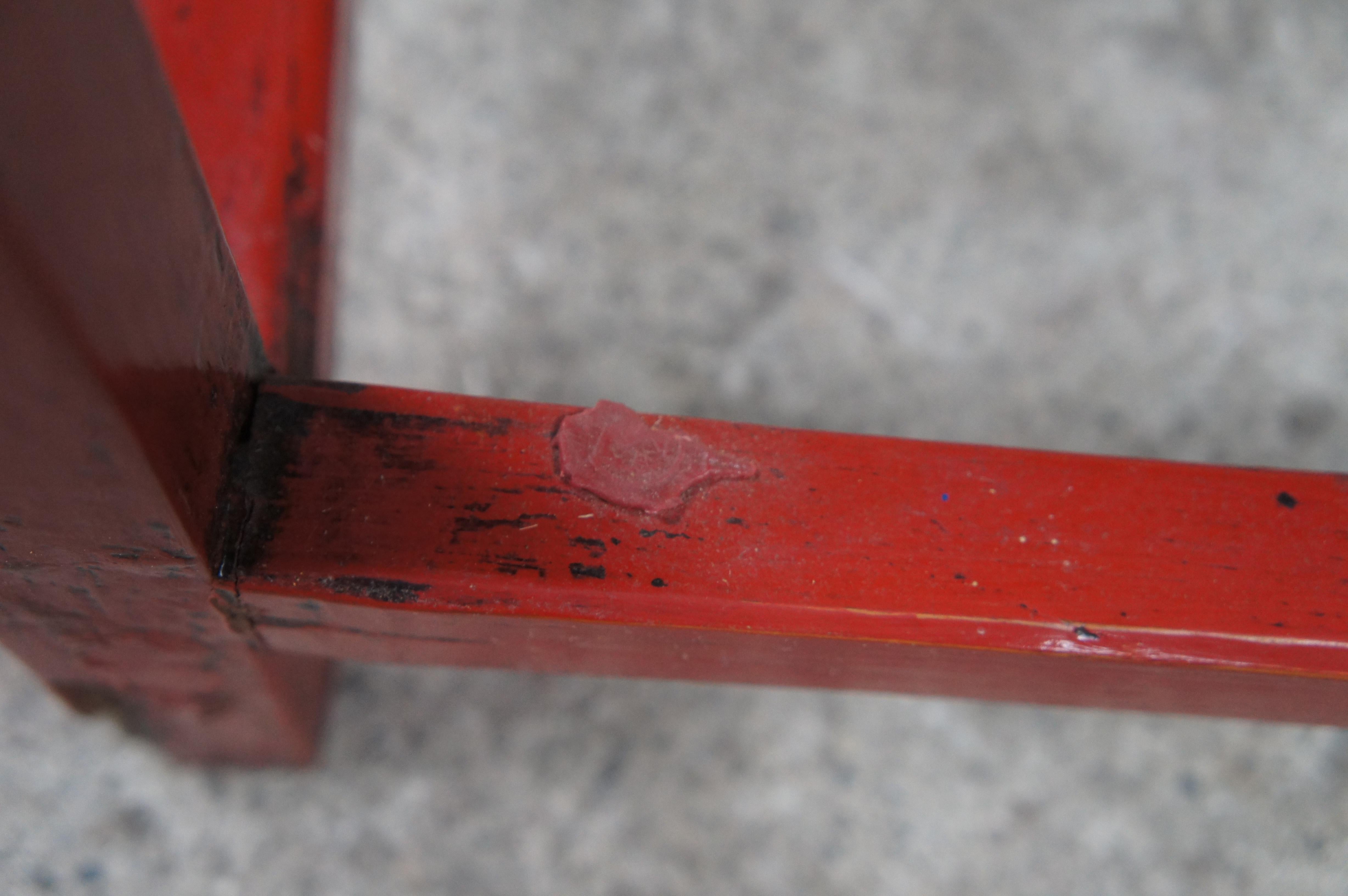Antike chinesische rot Lack Ulme Ming Stil Slat zurück Schreibtisch Seite Akzent Stuhl im Angebot 5