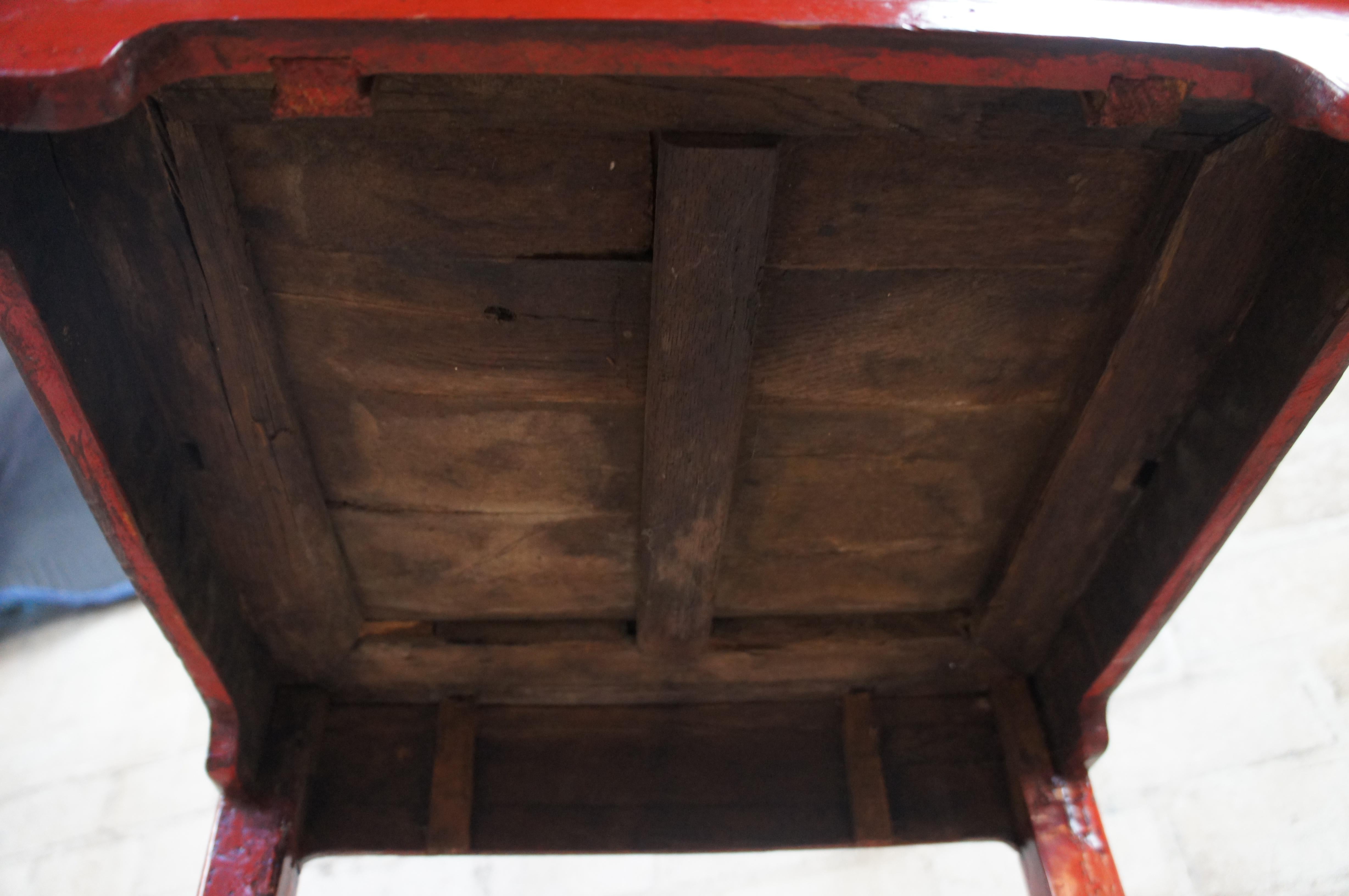 Antike chinesische rot Lack Ulme Ming Stil Slat zurück Schreibtisch Seite Akzent Stuhl im Angebot 6