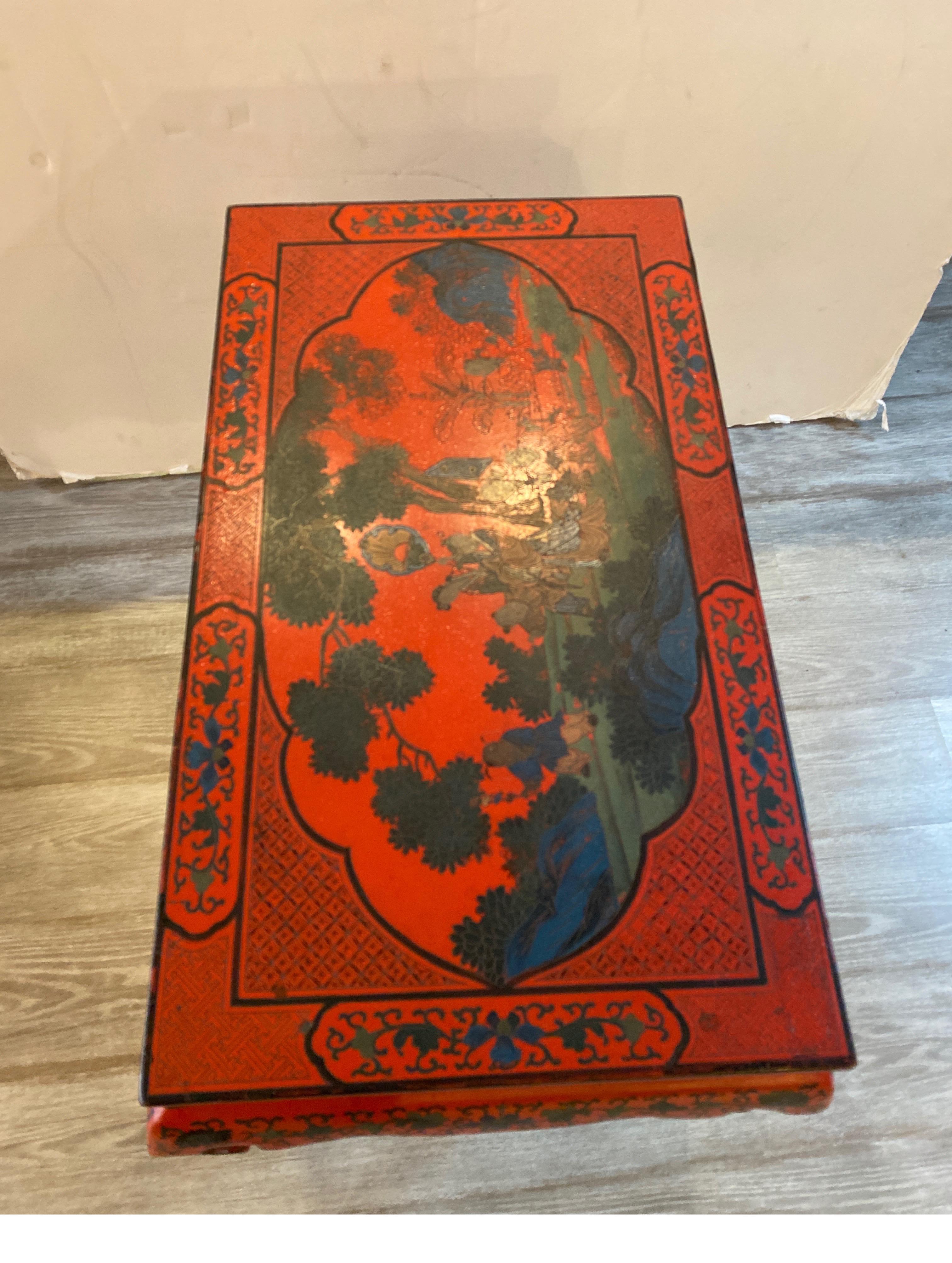 Early 20th Century Antique Chinese Red Lacquer Low Table, 1920