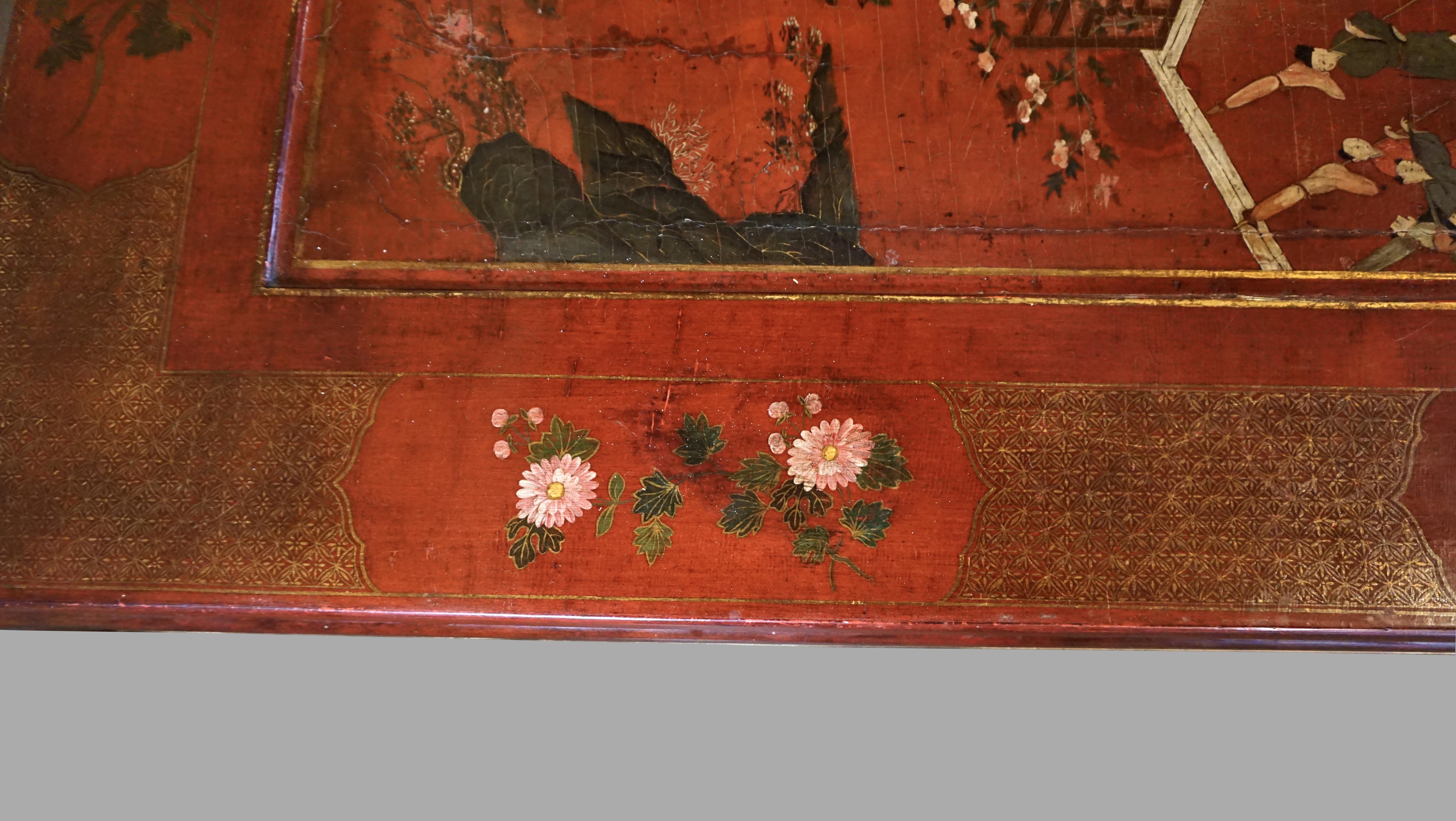 Antique Chinese Red Lacquer Panel Now a Low Table 3