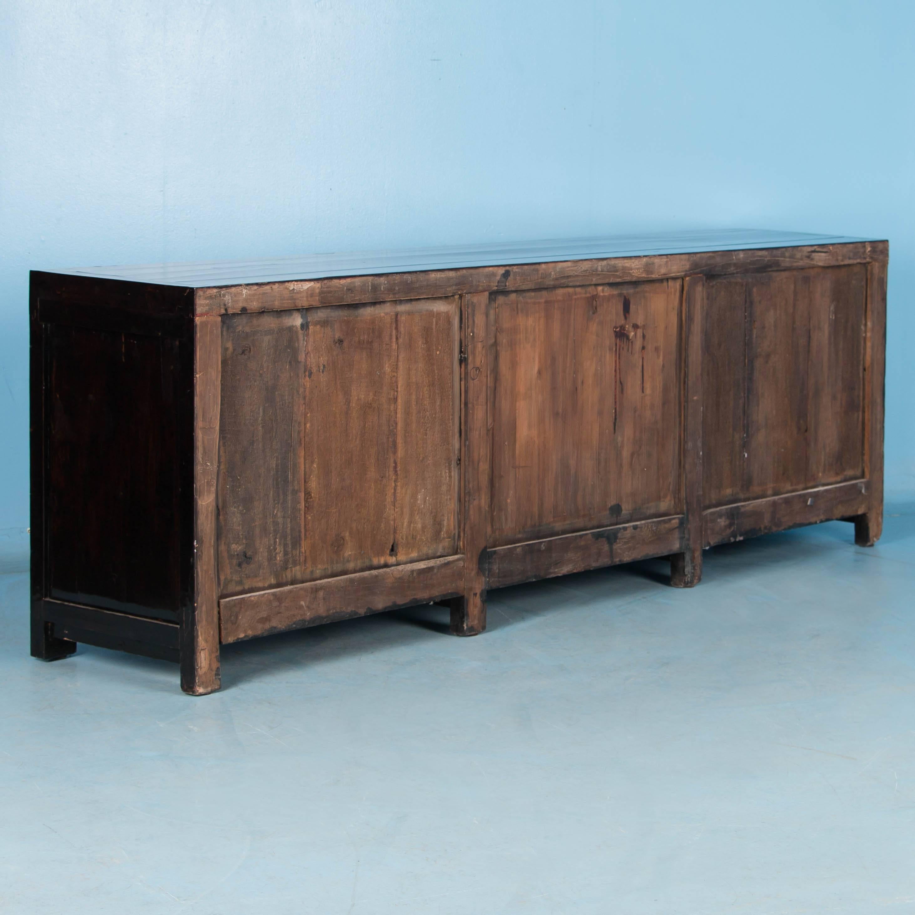 19th Century Antique Chinese Red Lacquered Sideboard