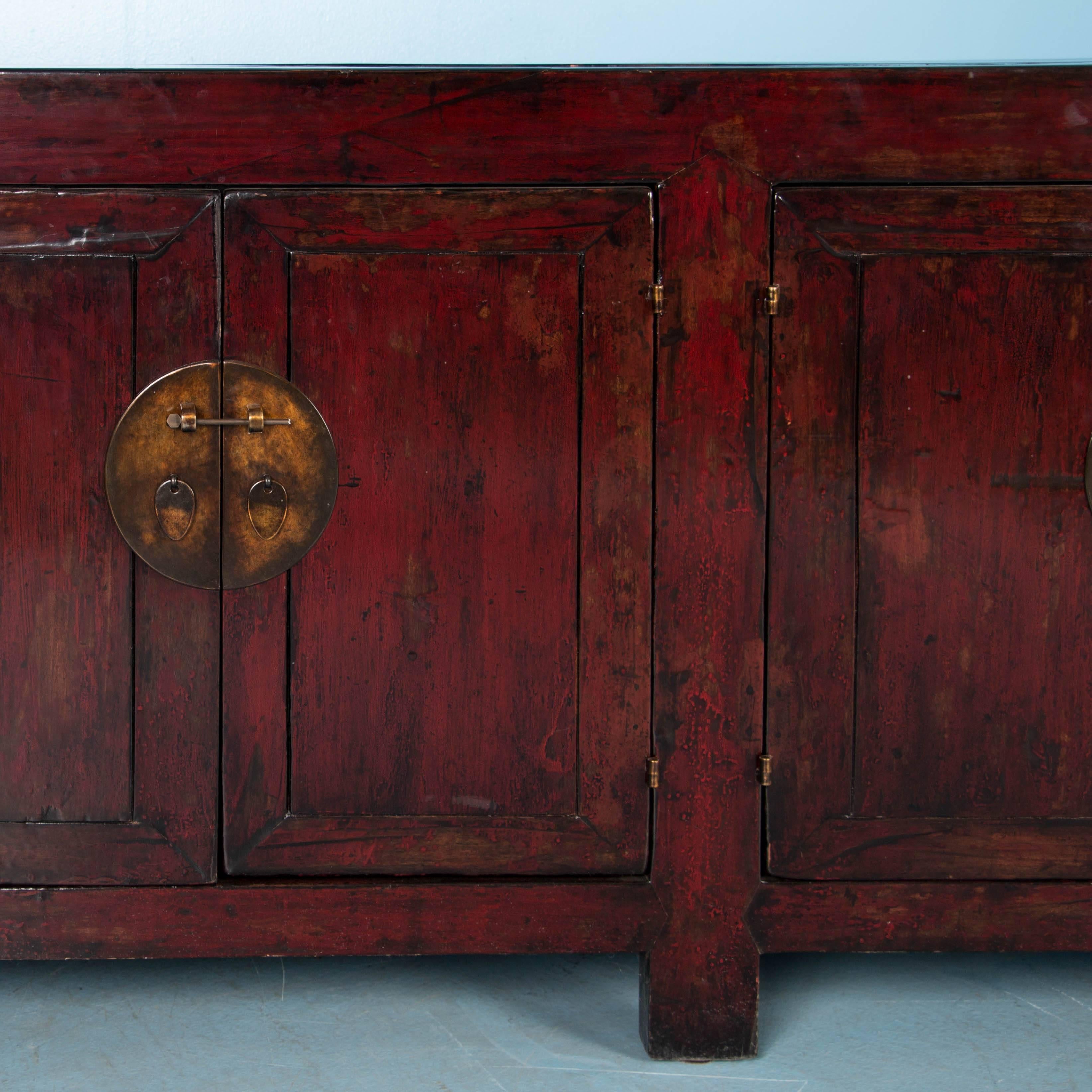 Antique Chinese Red Lacquered Sideboard 2