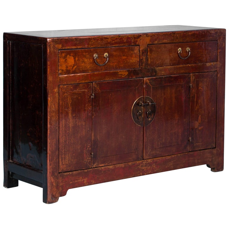 Antique Chinese Red Lacquered Sideboard For Sale at 1stdibs