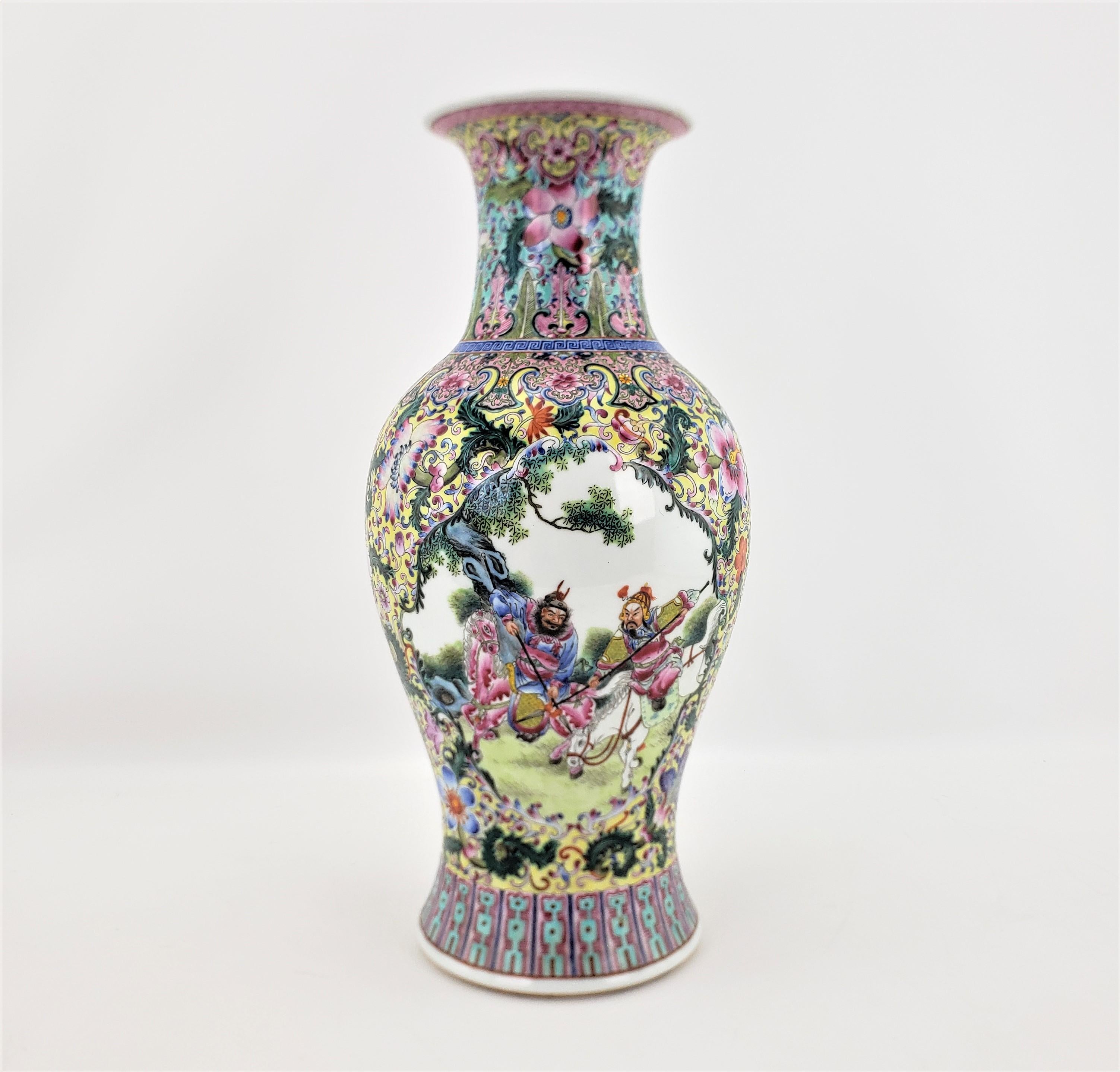 Antique Chinese Republic Era Ornately Hand-Painted Vase or Table Lamp Base For Sale 4