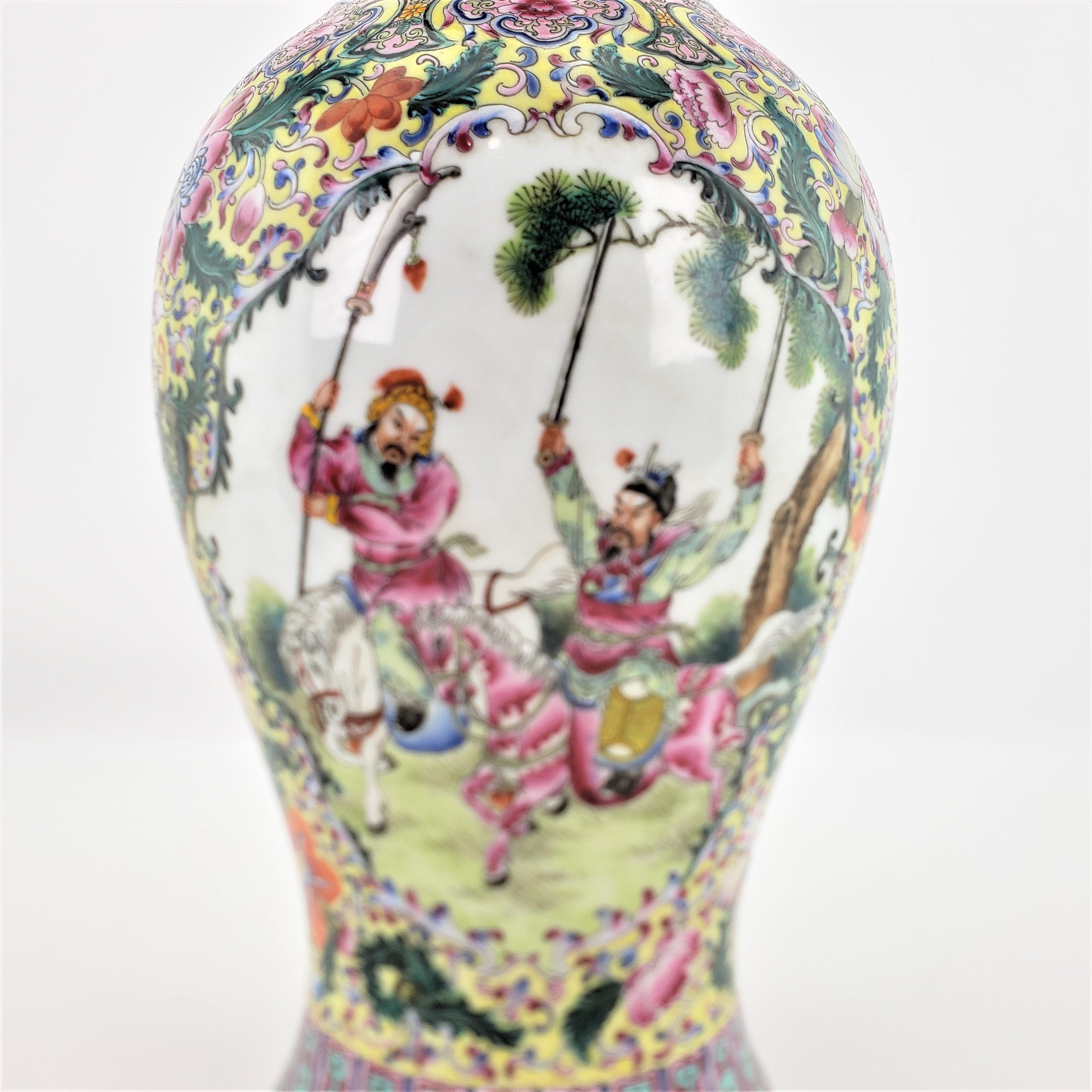 Antique Chinese Republic Era Ornately Hand-Painted Vase or Table Lamp Base For Sale 2