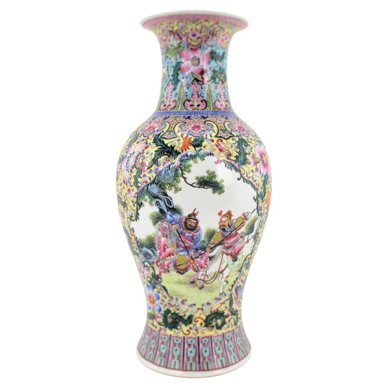 Antique Chinese Republic Era Ornately Hand-Painted Vase or Table Lamp Base  For Sale at 1stDibs