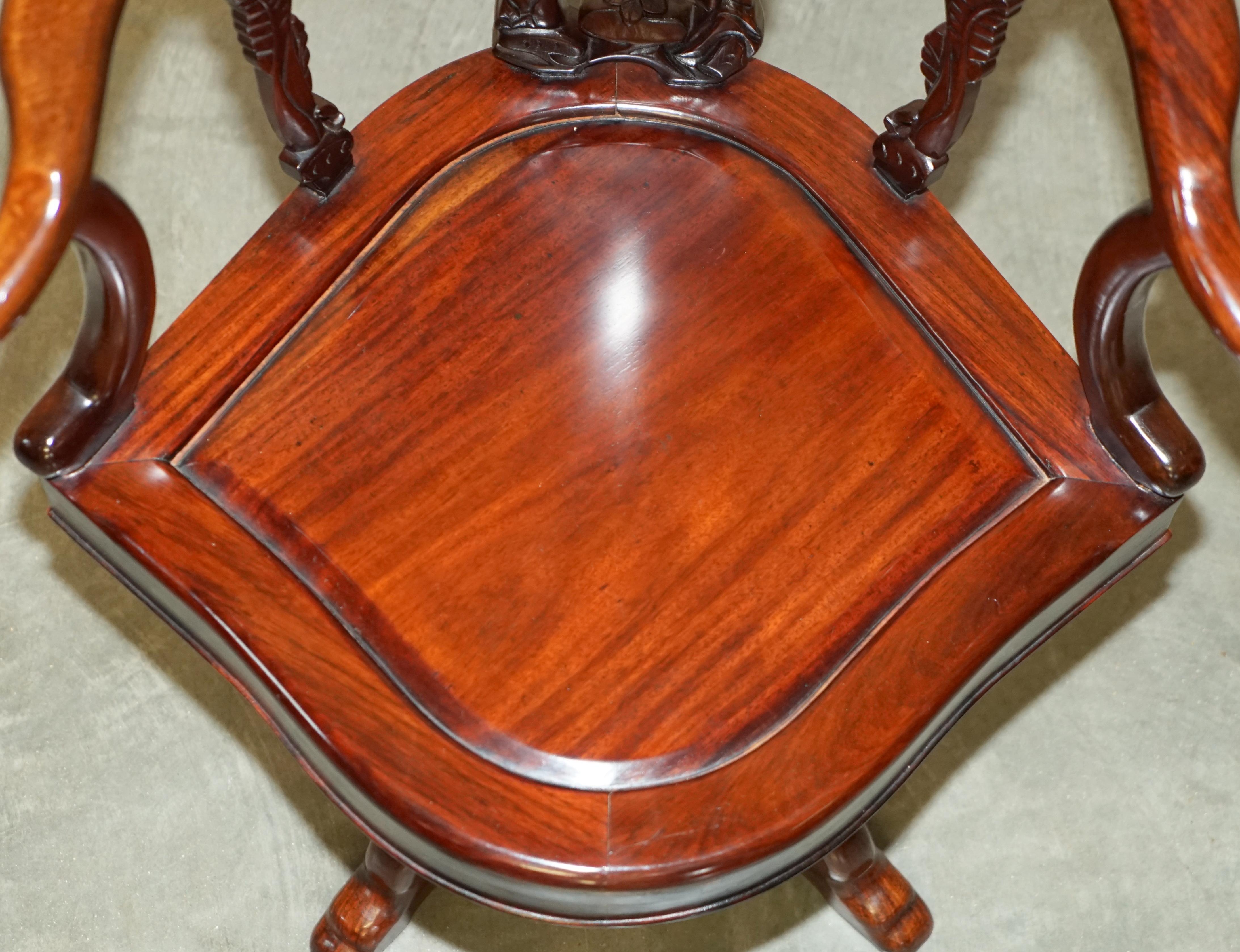 ANTiQUE CHINESE REPUBLIC PERIOD HARDWOOD WITH MARBLE INSET PANEL CAPTAINS CHAIR For Sale 10