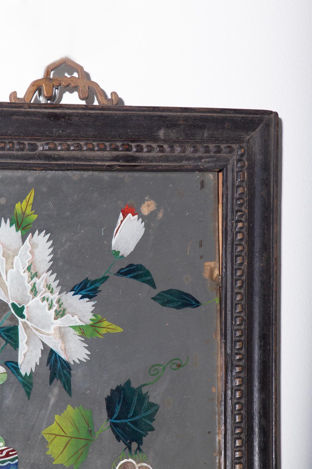 Antique Chinese reverse glass painting In Good Condition For Sale In Milano, IT