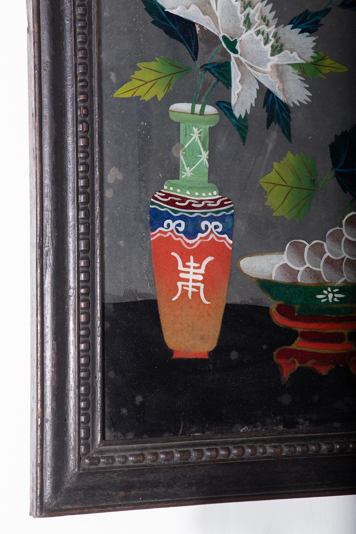 Antique Chinese reverse glass painting For Sale 1