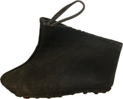 Antique Chinese Rice Paddy Black Leather Shoes