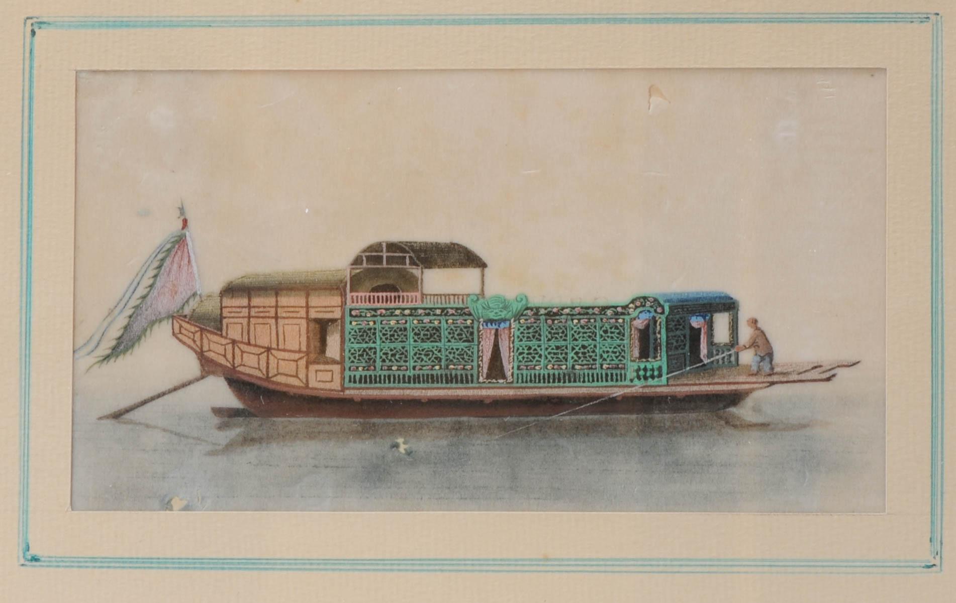 Antique Chinese Rice Pit painting of a Boat Top Quality Canton, 19th Century.

Fabulous painting.

Additional information:
Material: Porcelain & Pottery
Type: Plates
Color: Blue & White
Emperor: Guangxu (1875-1908)
Region of Origin: China
Period: