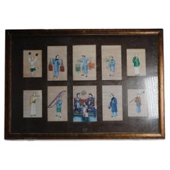 Antique Chinese Rice Pit Paintings of Figures, Absolute Top Quality, 19th C.