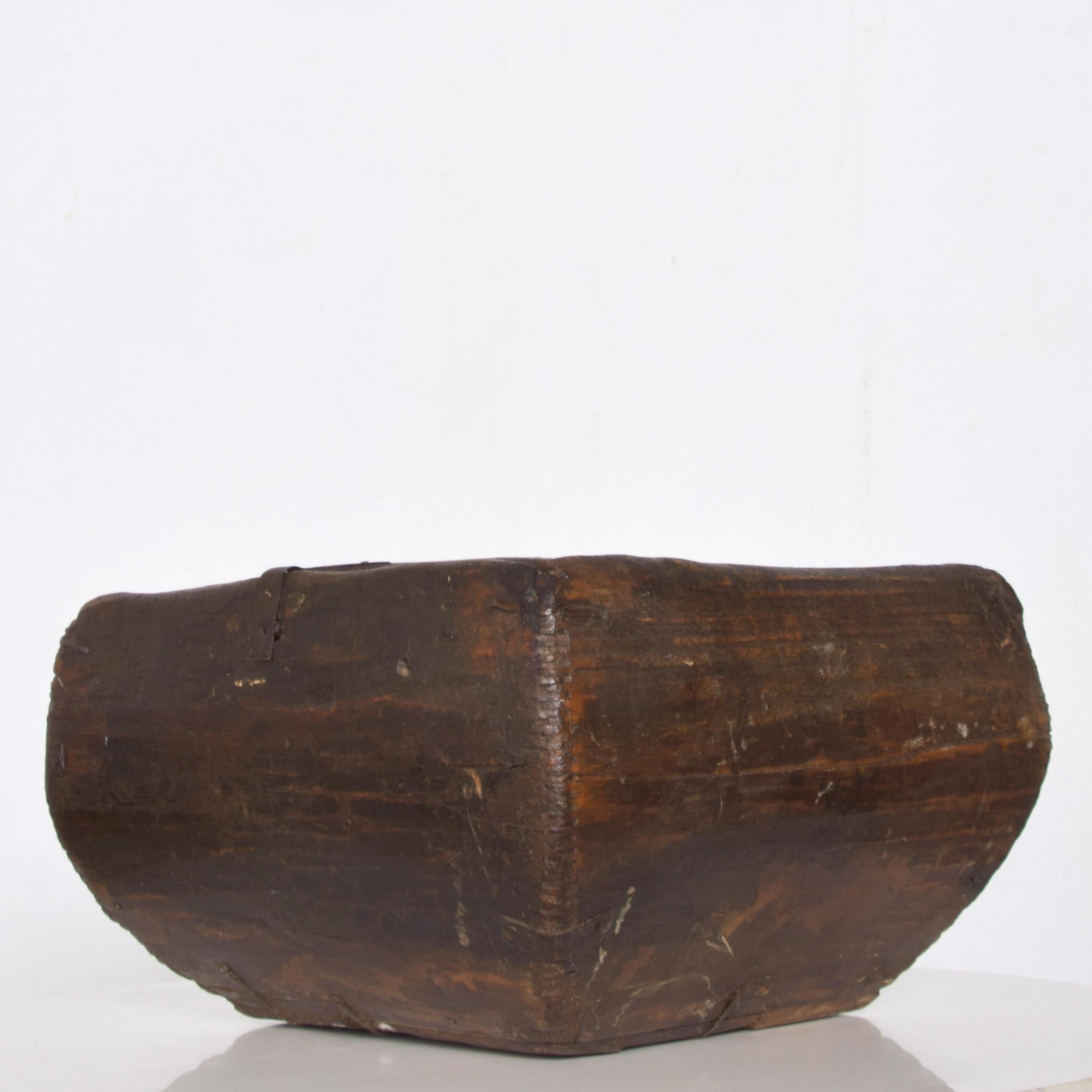 Metal 1900s Provincial Chinese Rice Measure Wood and Iron For Sale