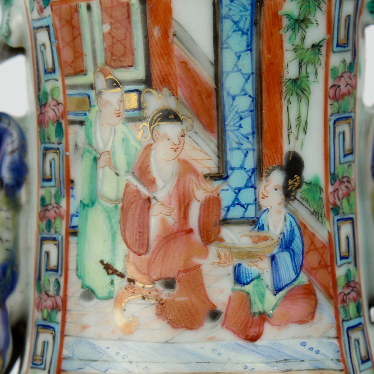 Antike chinesische Rosen-Mandarin-Porzellanvase, 19. Jahrhundert im Angebot 6
