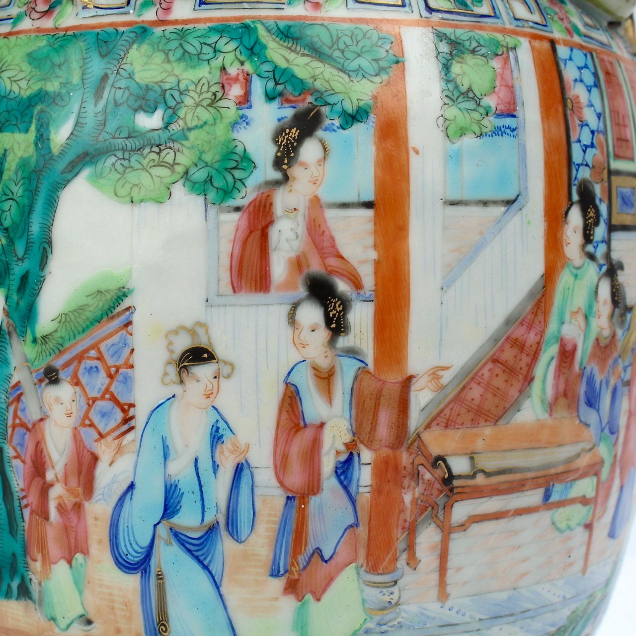 Antike chinesische Rosen-Mandarin-Porzellanvase, 19. Jahrhundert im Angebot 9