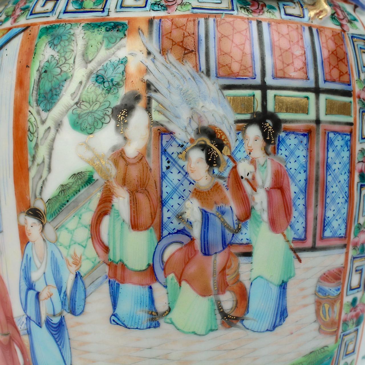Antike chinesische Rosen-Mandarin-Porzellanvase, 19. Jahrhundert im Angebot 11