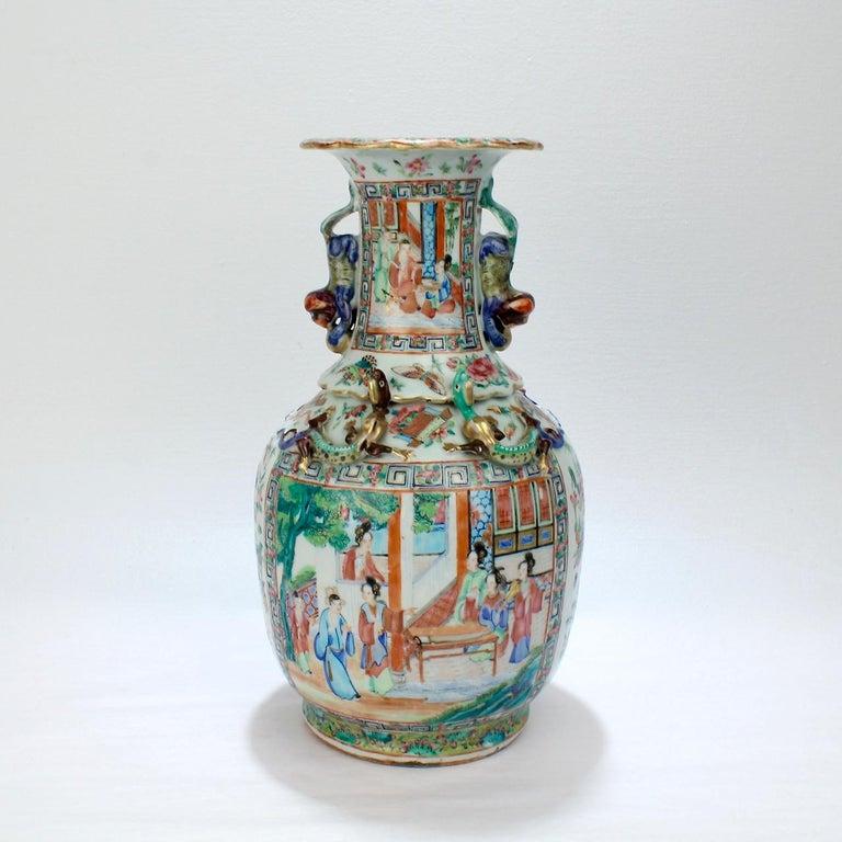 A very fine, antique Chinese Rose Mandarin porcelain vase.

With rich polychrome enamel decoration on a light celadon ground.

An excellent example with fine decoration!

Date:
19th Century

Marks:
Unmarked.

Overall Condition:
It is in overall