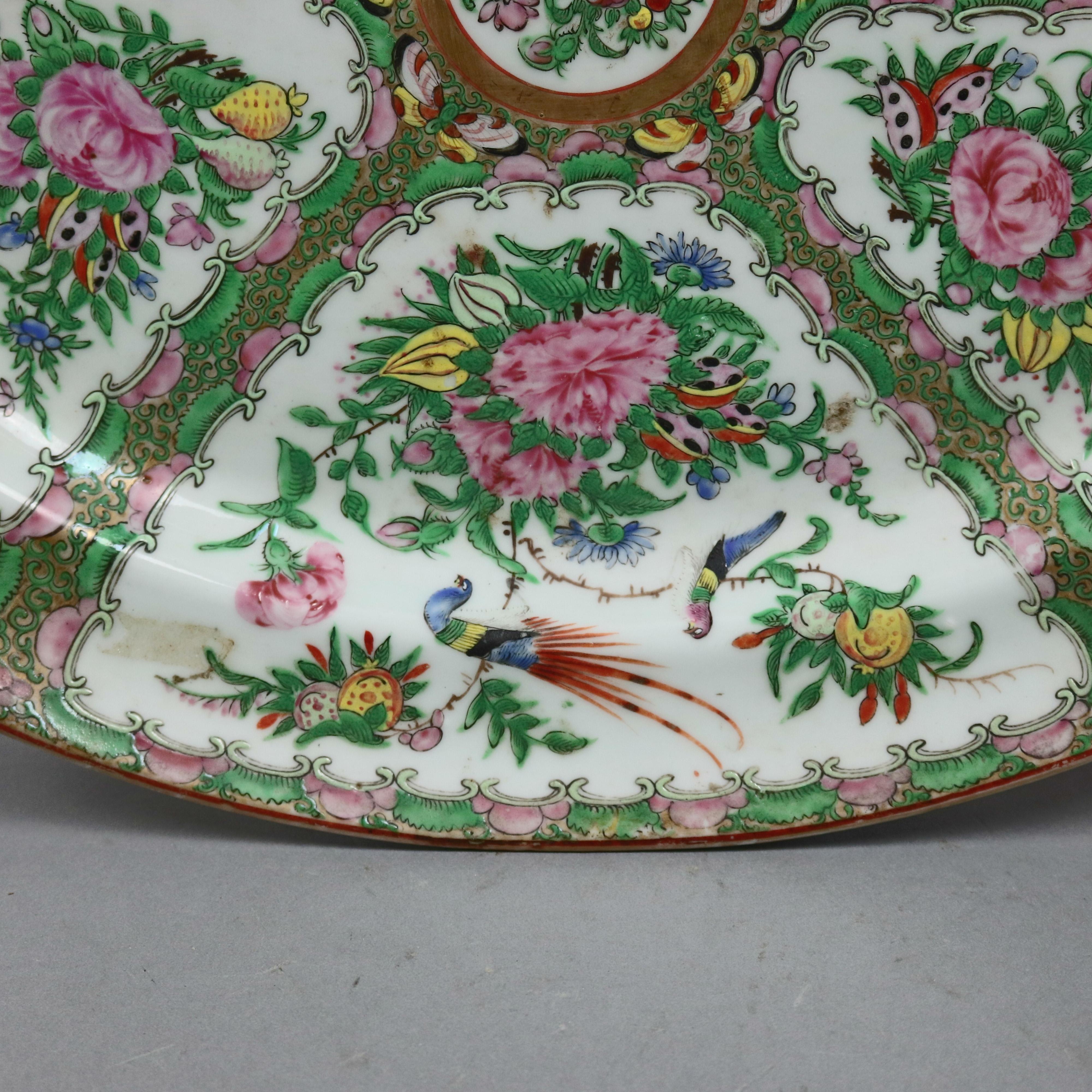 Enameled Chinese Rose Medallion Enamel and Gilt Decorated Porcelain Platter, circa 1890