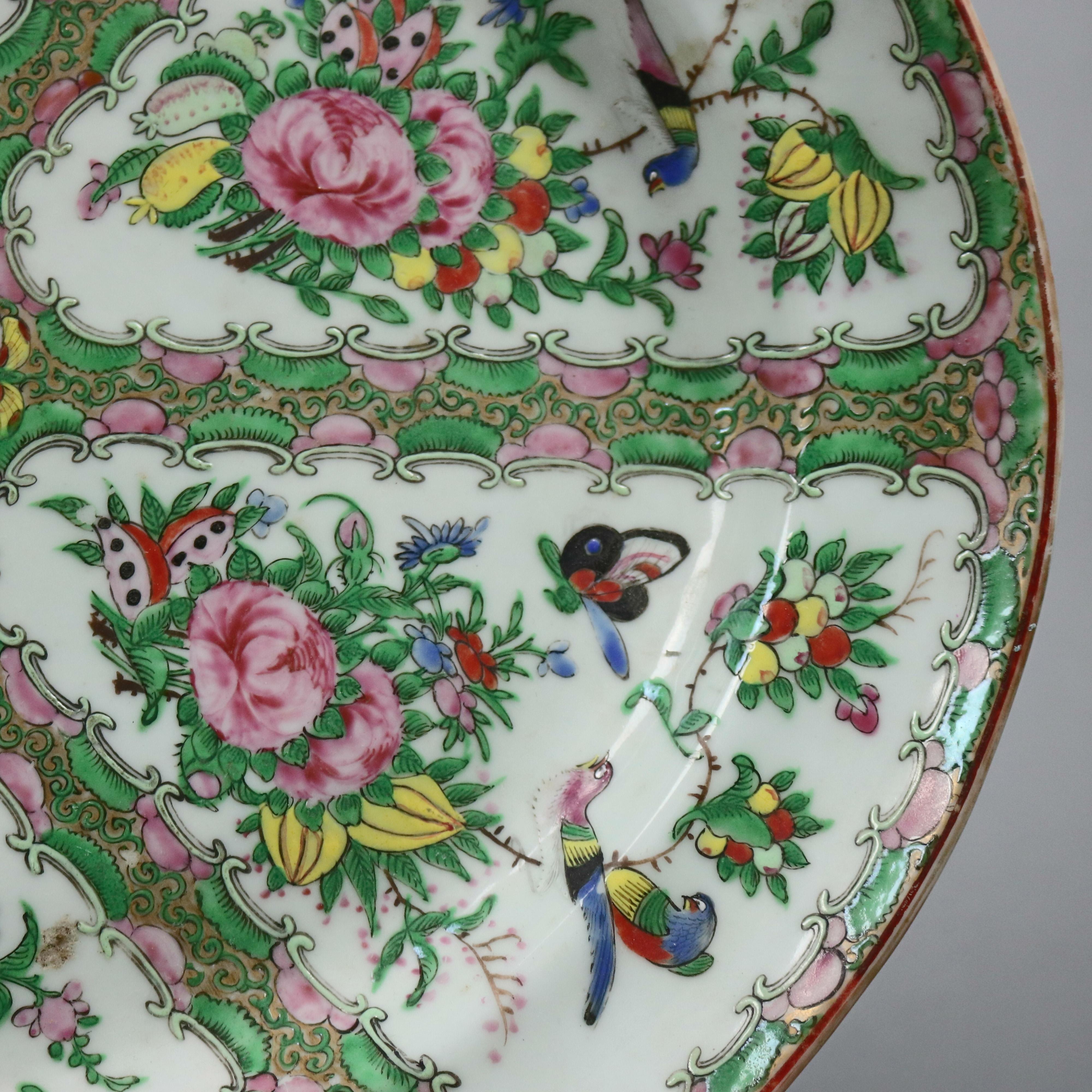 Chinese Rose Medallion Enamel and Gilt Decorated Porcelain Platter, circa 1890 In Good Condition In Big Flats, NY