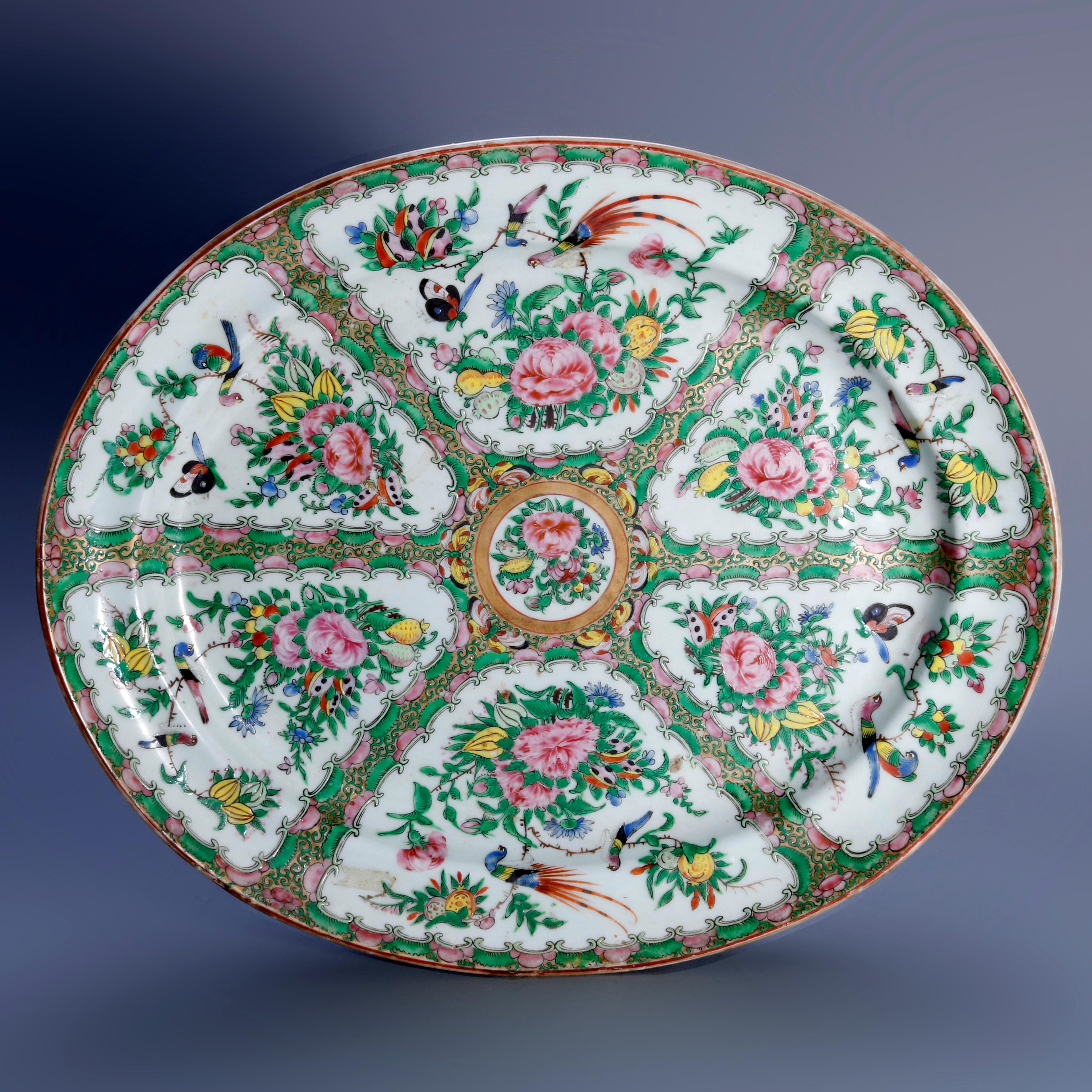 19th Century Chinese Rose Medallion Enamel and Gilt Decorated Porcelain Platter, circa 1890