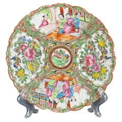 Antique Chinese Rose Medallion Plate - Figural & Floral Motif - 8.7 in