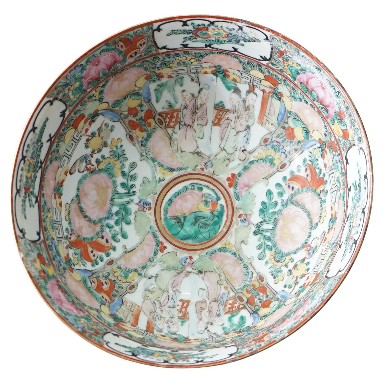 Antique Chinese Rose Medallion Porcelain Bowl Circa 1920