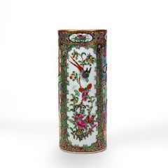 Antique Chinese Rose Medallion Porcelain Brush Pot C1930