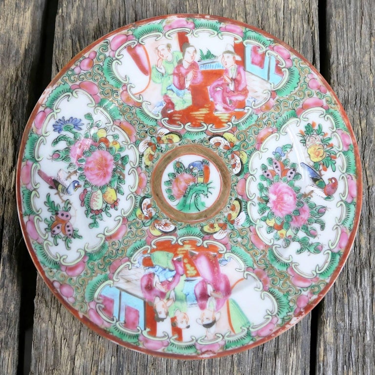 Antique Chinese Rose Medallion Porcelain Plates Set of Four at 1stDibs