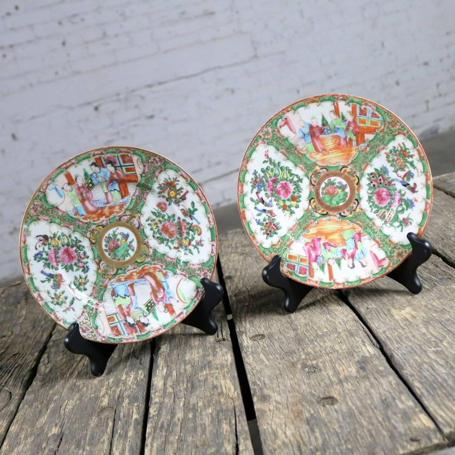 Antique Chinese Rose Medallion Porcelain Plates, Set of Two 6