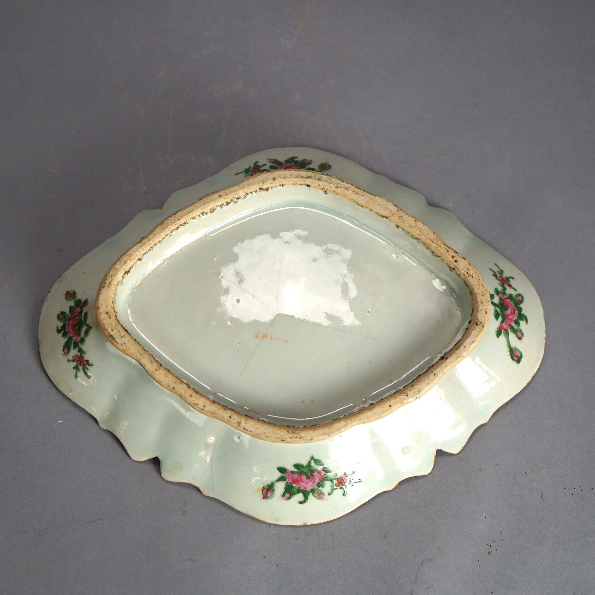 Antique Chinese Rose Medallion Porcelain Platter with Reserves having Gardens & Genre Scenes C1900

Measures - 9.5