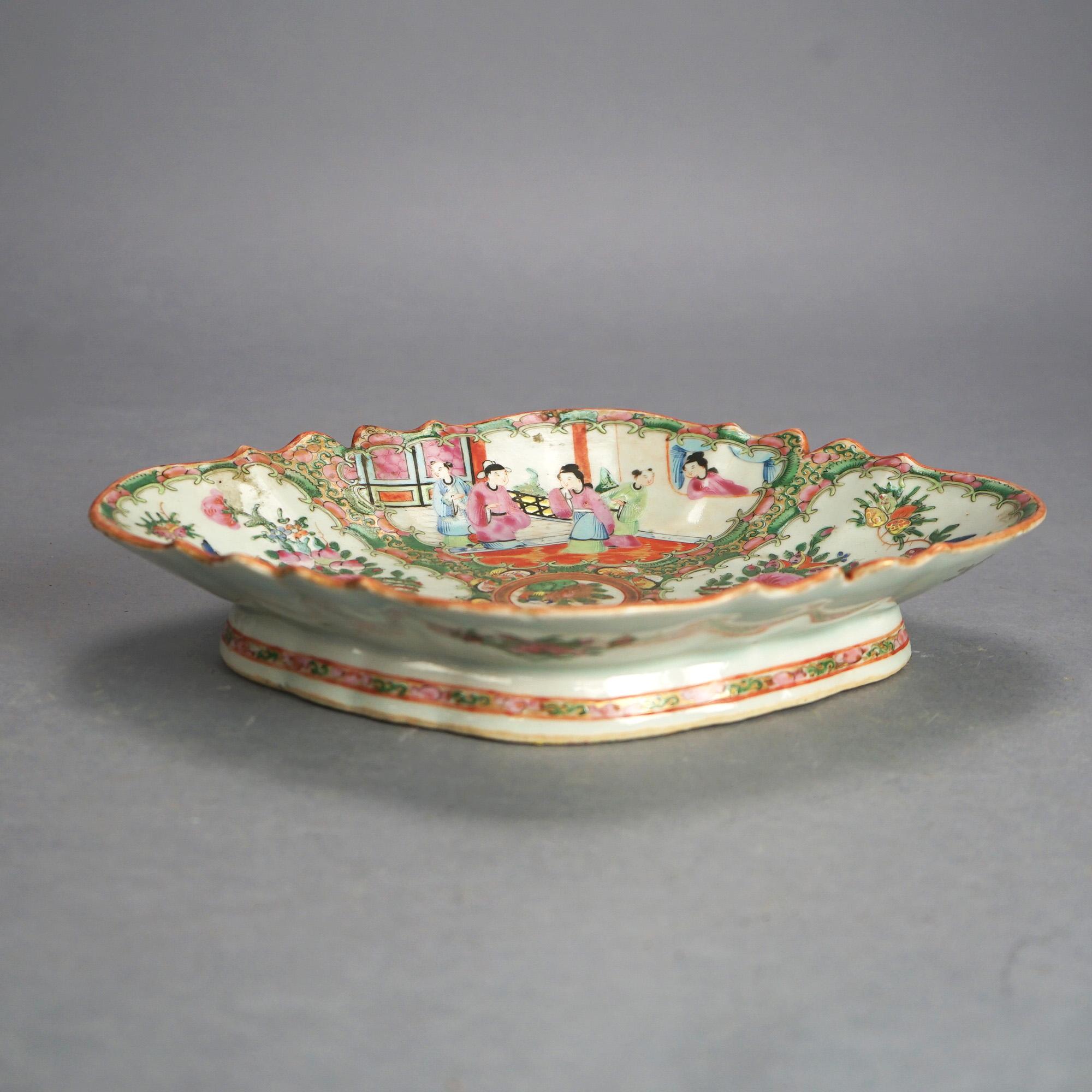 Antique Chinese Rose Medallion Porcelain Platter with Gardens & Figures C1900 1