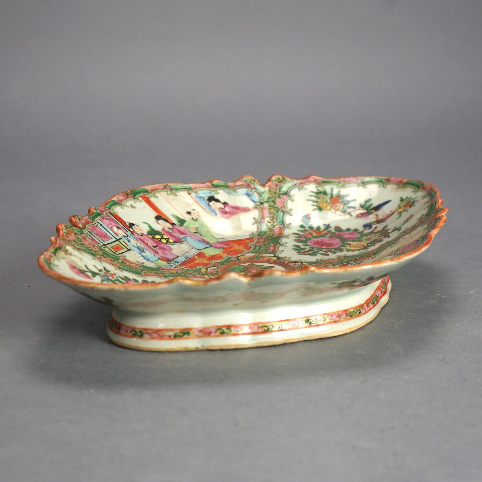 Antique Chinese Rose Medallion Porcelain Platter with Gardens & Figures C1900 2