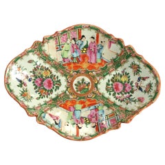 Antique Chinese Rose Medallion Porcelain Platter with Gardens & Figures C1900