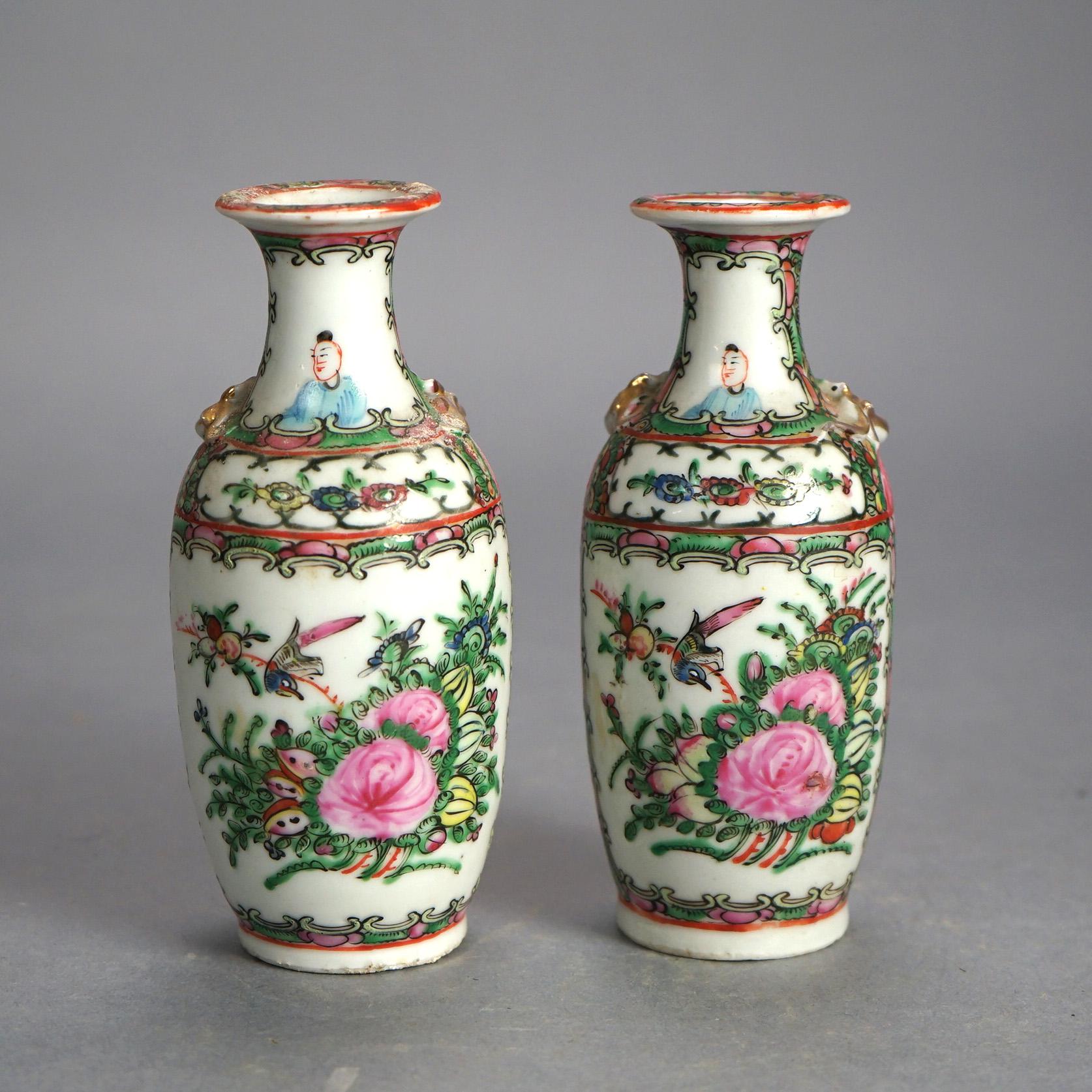 Antique Chinese Rose Medallion Porcelain Vases with Reserves having Gardens & Genre Scenes C1900

Measures - 6